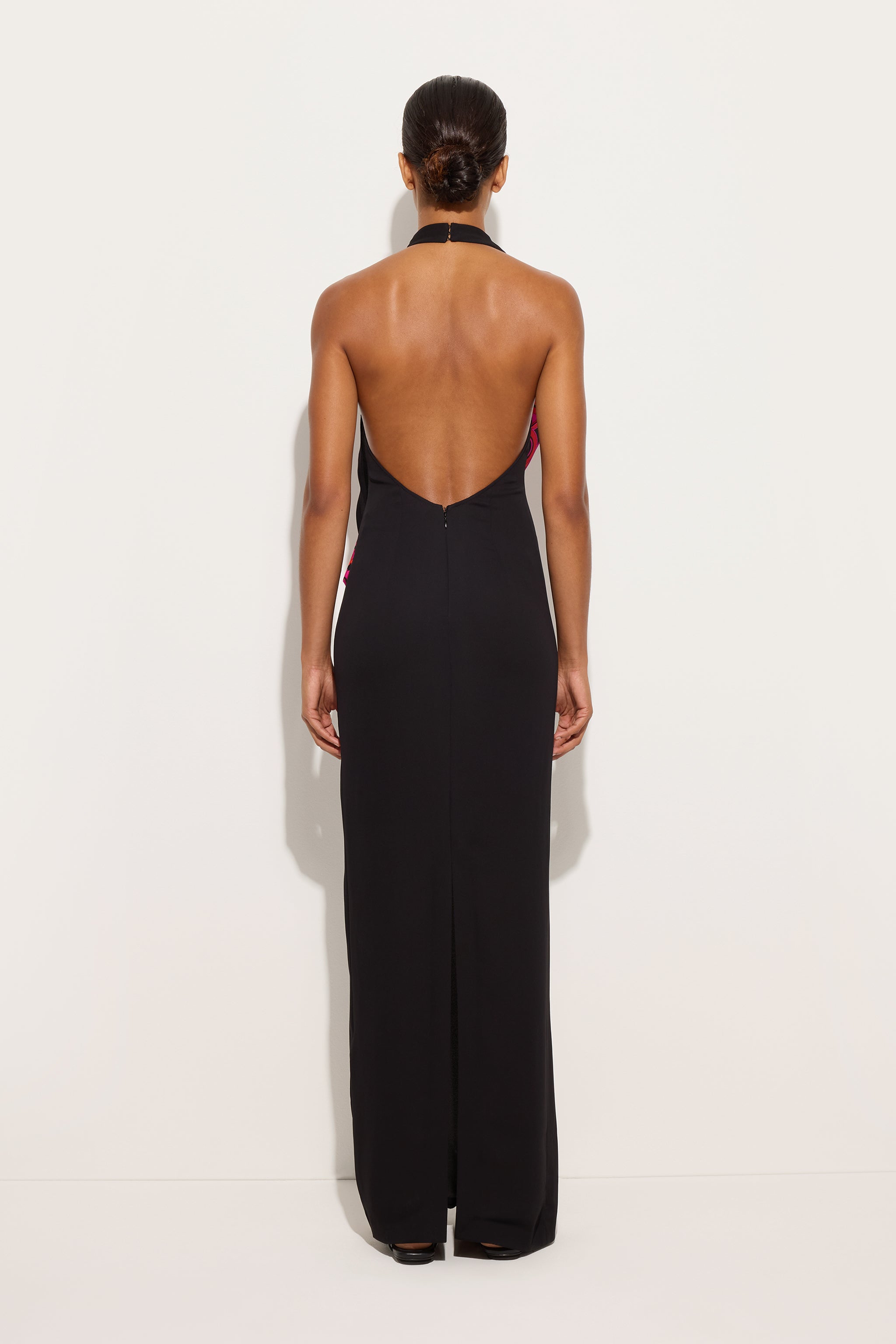 Emilio Pucci robe longue noire volants viscose