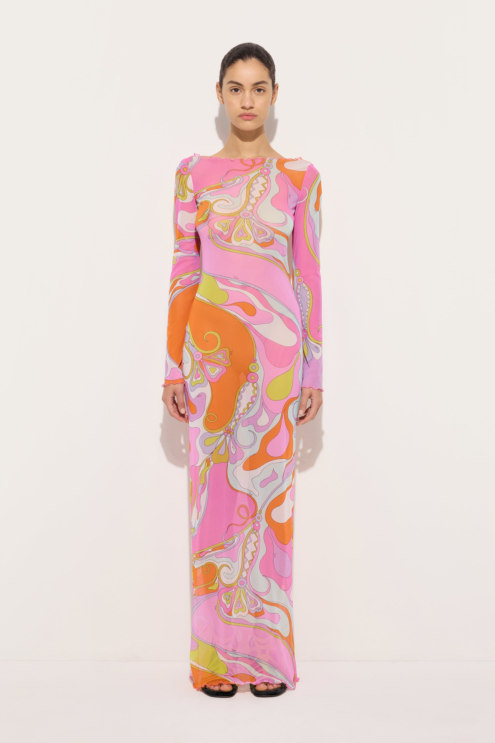 Emilio Pucci Dresses Orchidee Robe Tulle Multicolor Longue