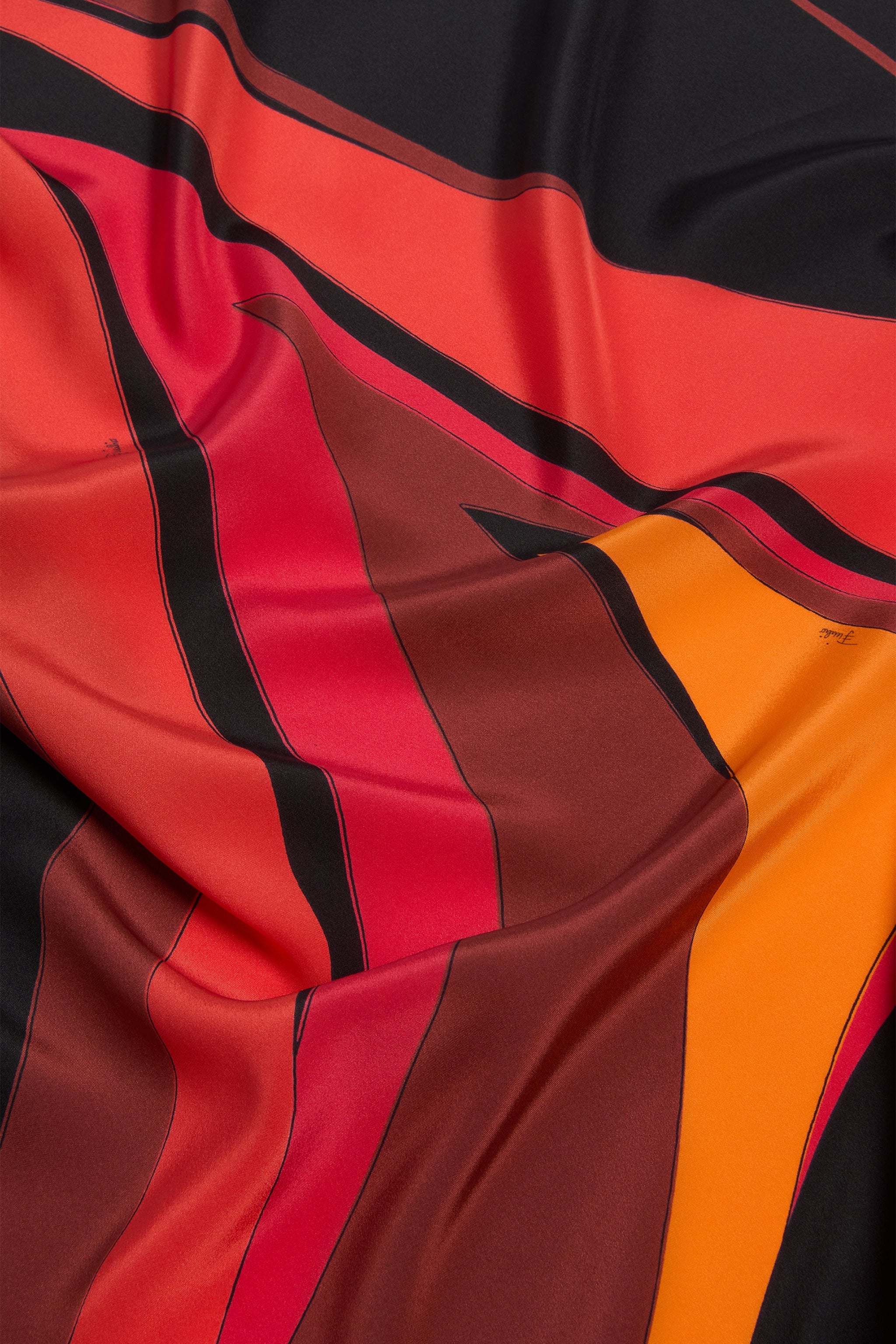 Emilio Pucci Silks étole soie orange noir 180x65 cm