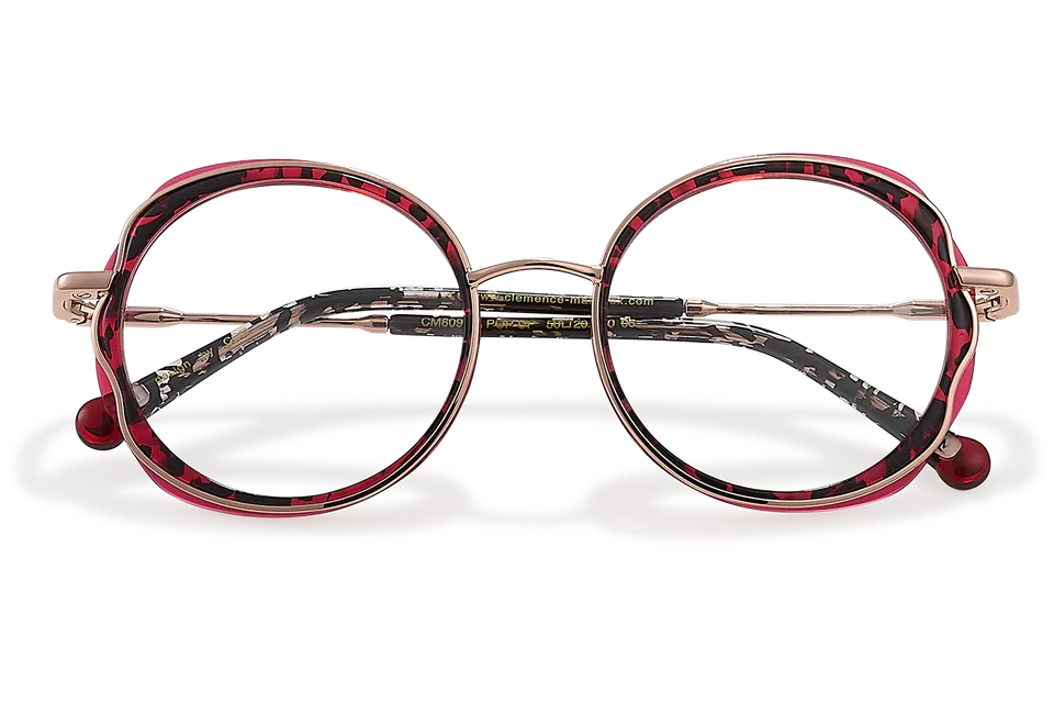 Clémence & Margaux La Pop-Up lunettes de vue ronde moucheté rouge