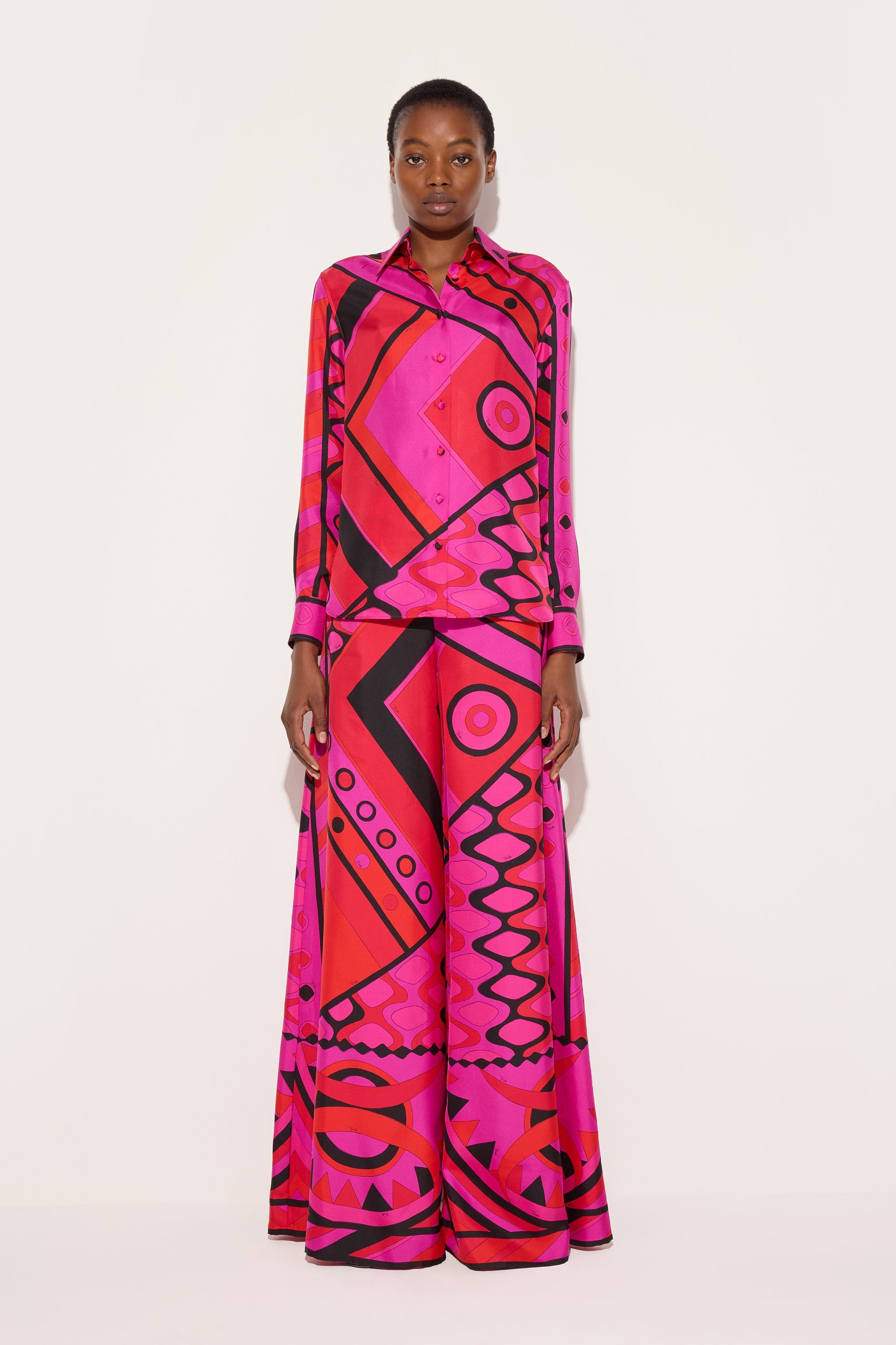Emilio Pucci Vivara chemise soie fuchsia 38