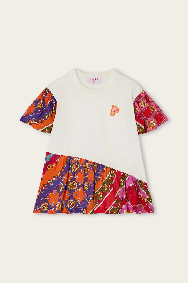 Emilio Pucci t-shirt fille blanc coton patch poisson