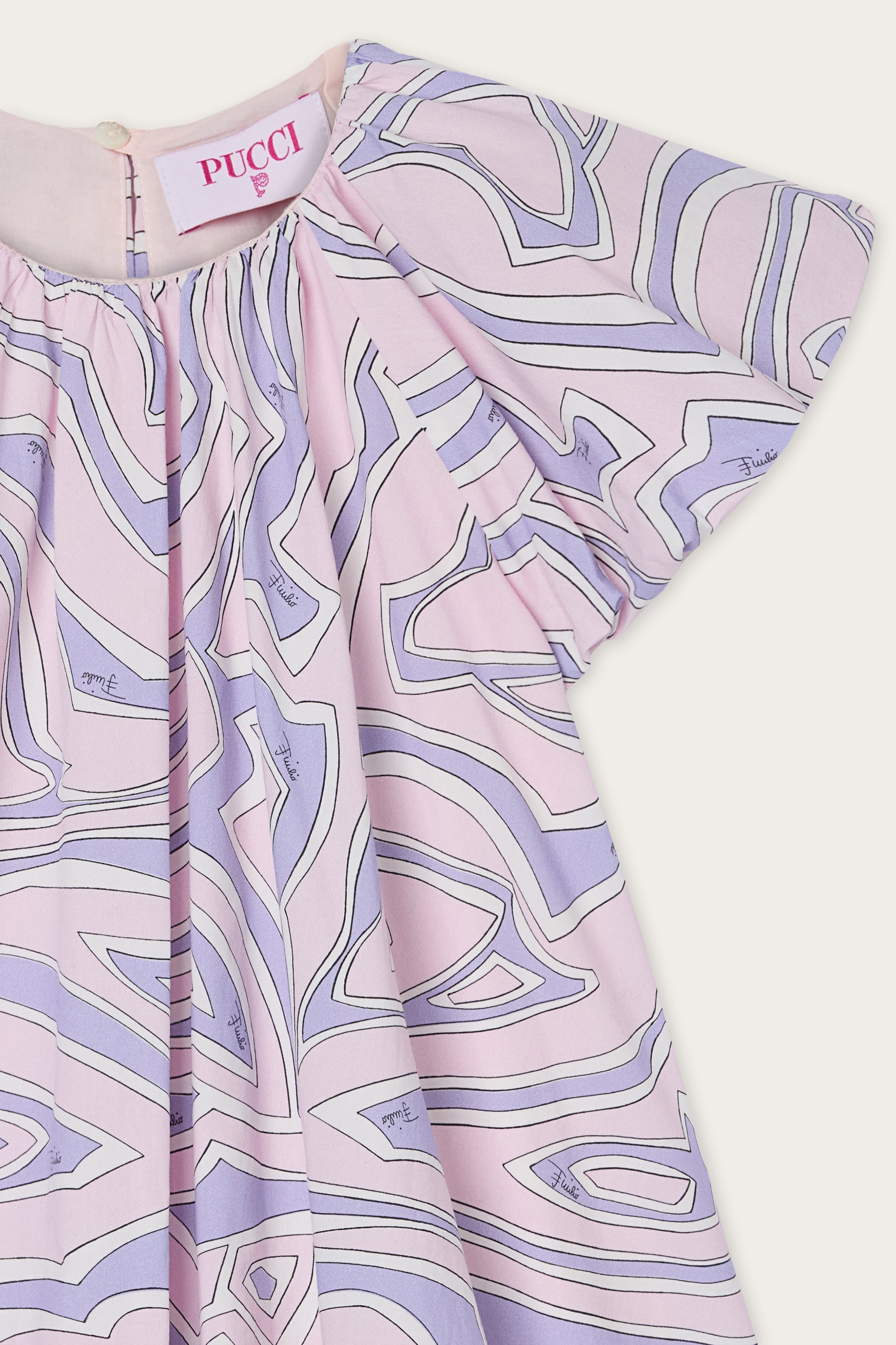 Emilio Pucci Labirinto robe coton rose lilas 4Y