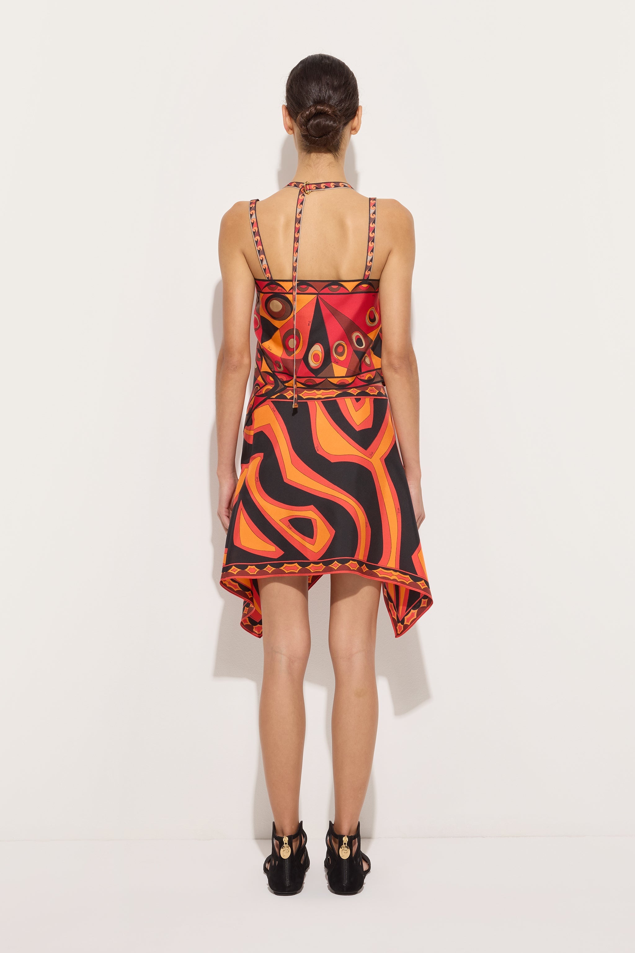 Emilio Pucci Top Foulard Occhi haut orange noir