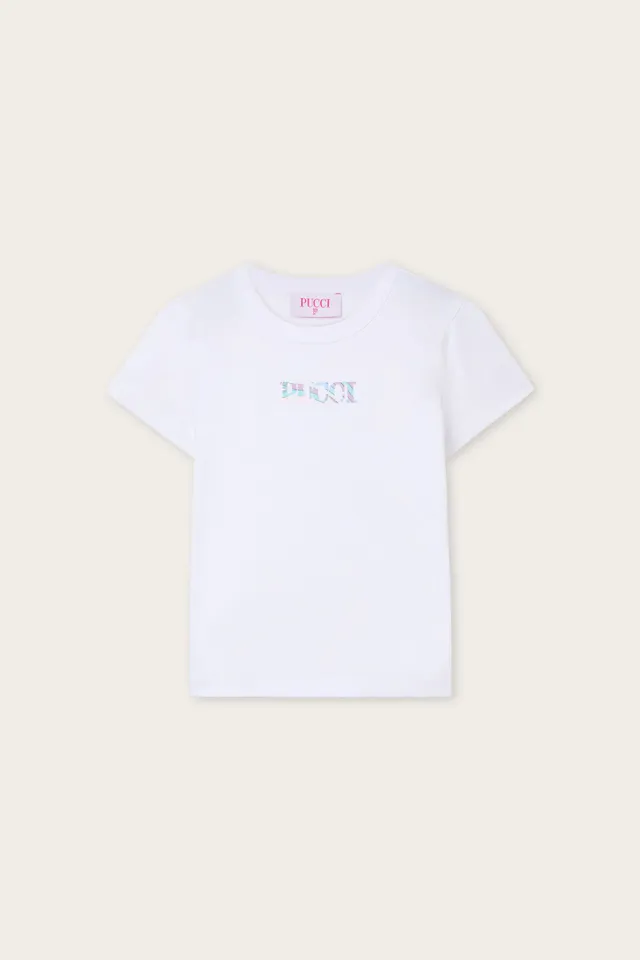Emilio Pucci Logo t-shirt coton blanc 8Y
