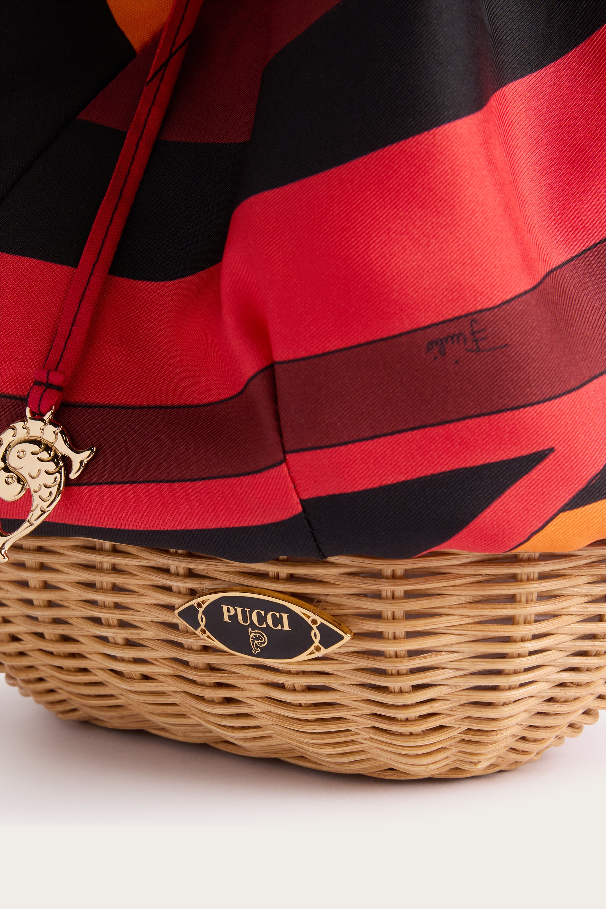 Emilio Pucci Picnic sac soie orange black bambou