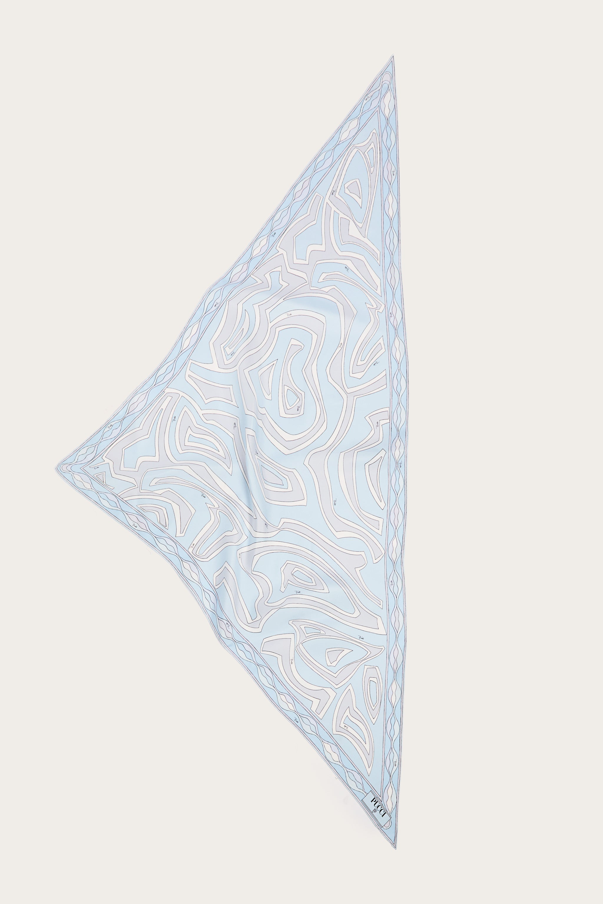 Emilio Pucci Silks foulard soie bleu clair OS imprimé Labirinto