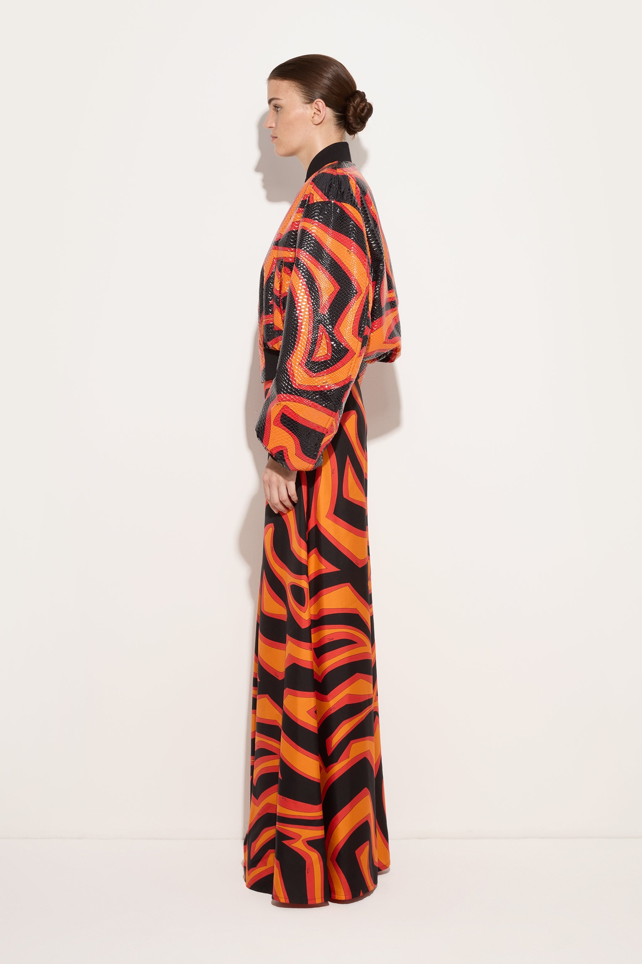 Emilio Pucci Labirinto pantalon palazzo soie orange noir
