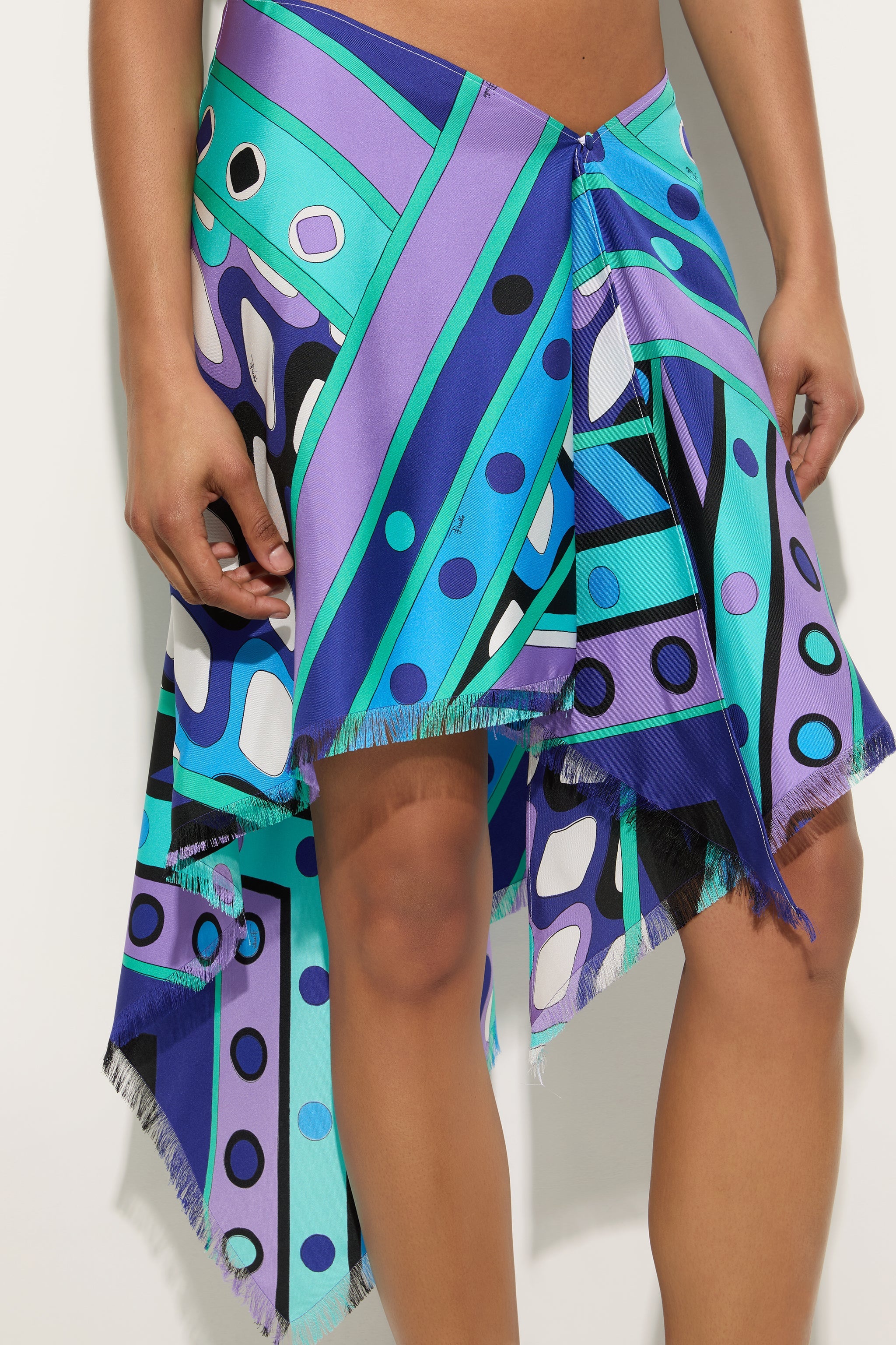 Emilio Pucci Vivara jupe soie turquoise bleu