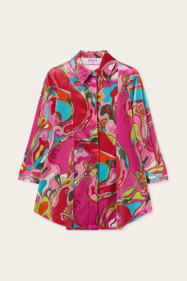 Emilio Pucci Dresses robe chemisier velours fuchsia orchidée