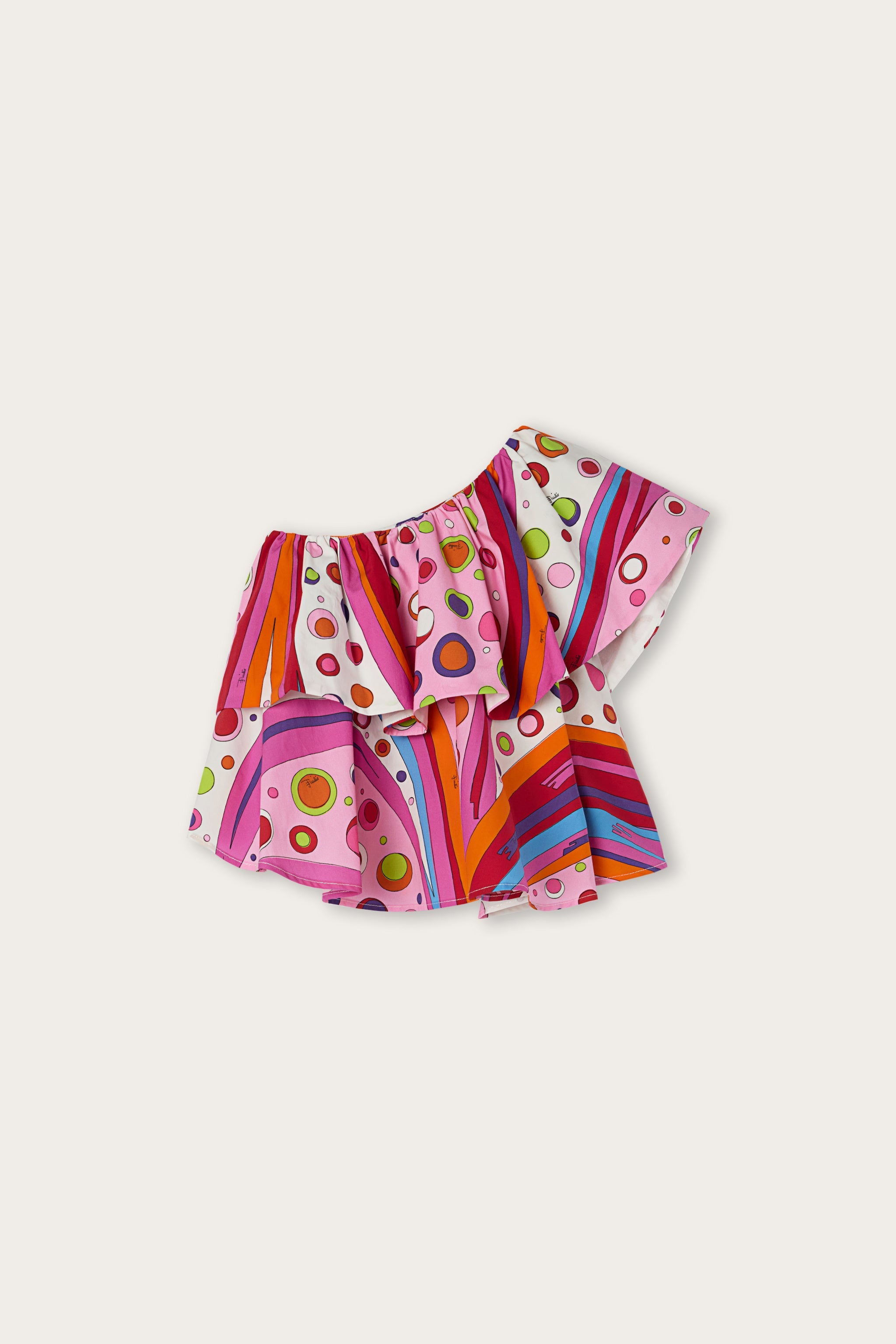 Emilio Pucci Fontane Top Monospalla Coton Fille 8Y