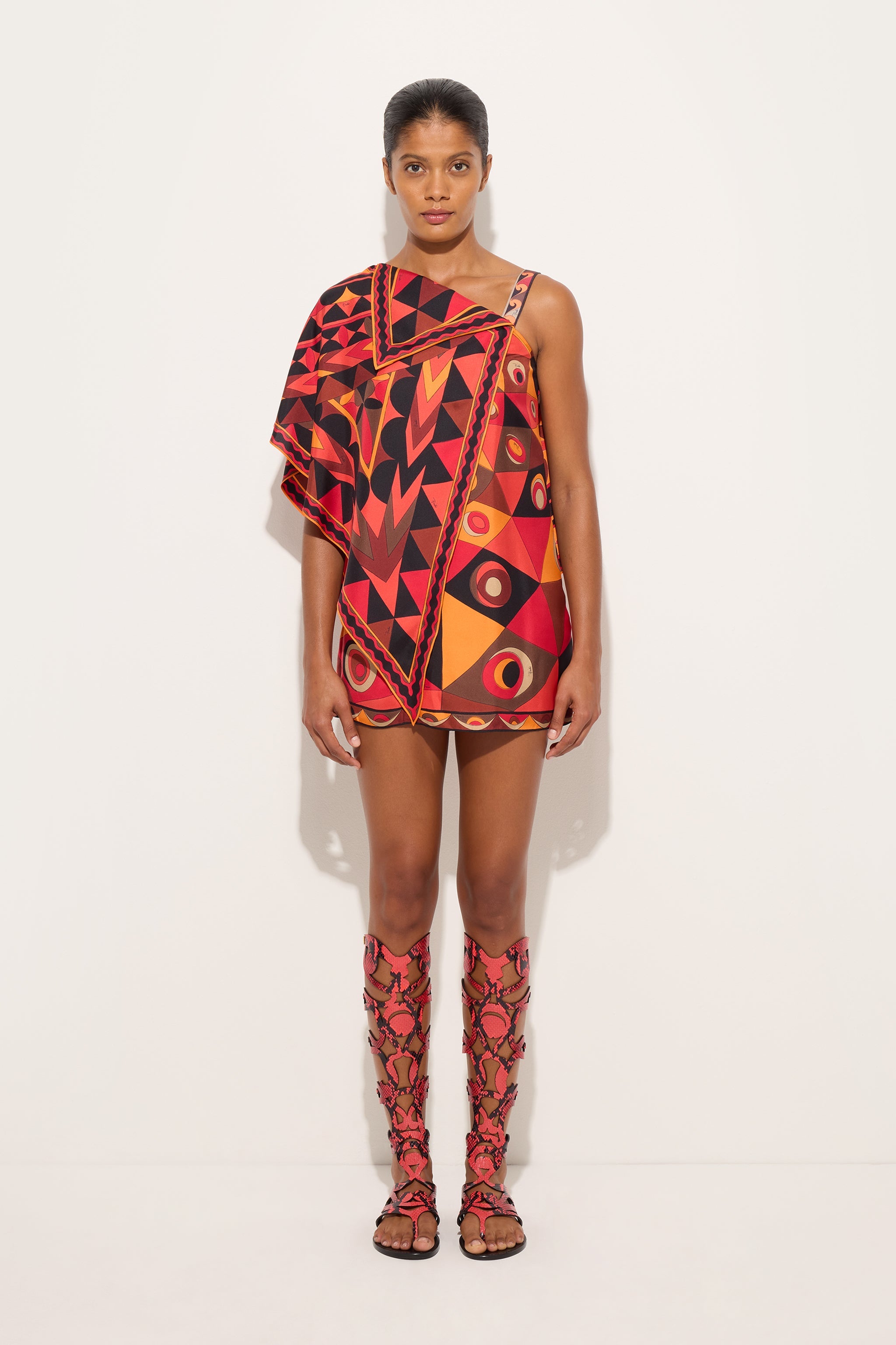 Emilio Pucci DRESSES robe soie orange black asymétrique
