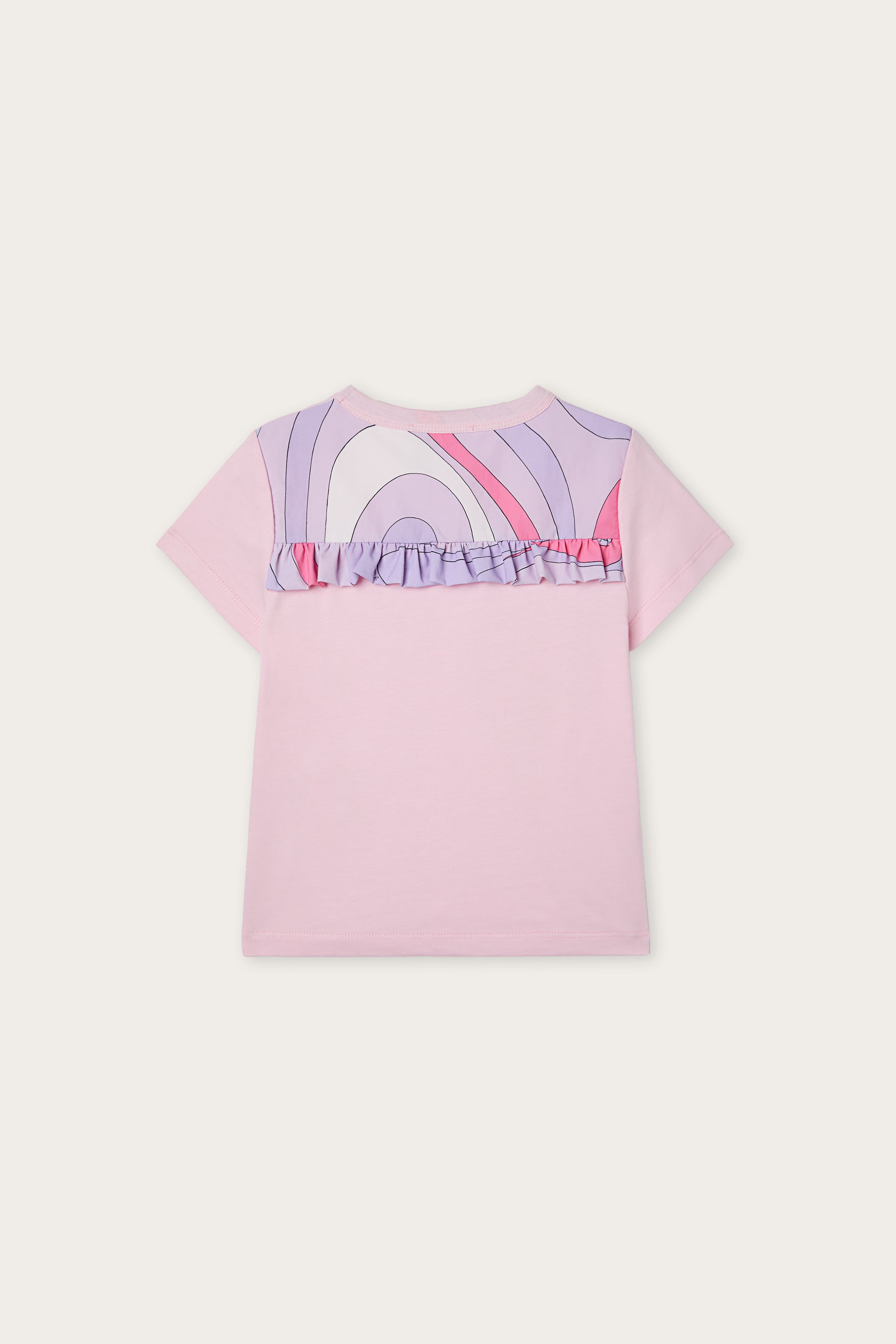 Emilio Pucci t-shirt enfant rose coton bio logo brodé volant