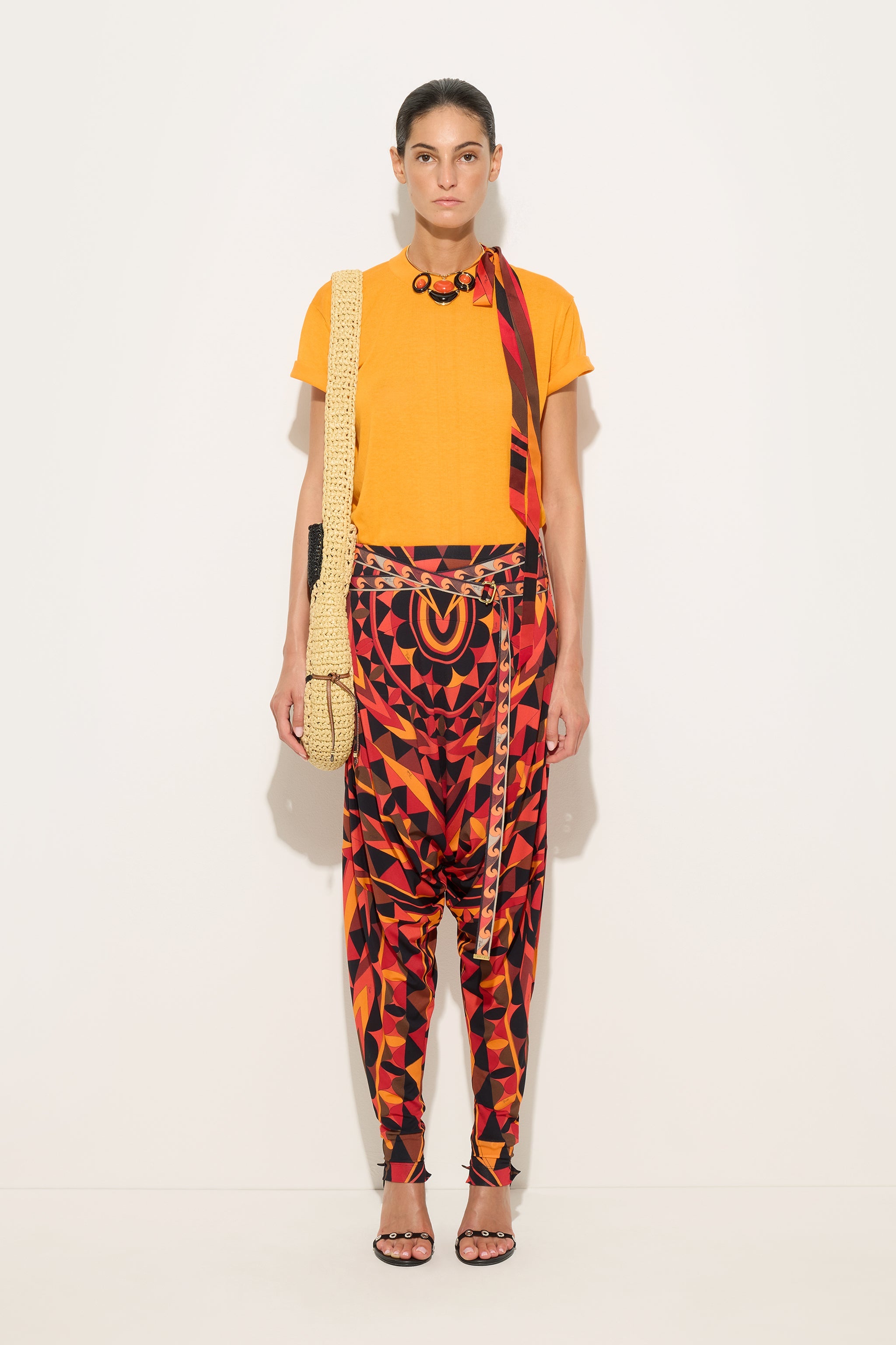 Emilio Pucci Manuba pantalon orange noir 38
