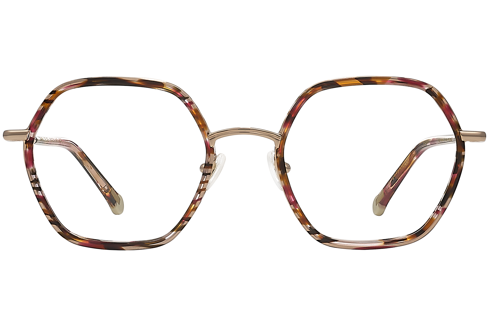 Clémence & Margaux L'Elite lunettes de vue marbré rose brun hexagonale