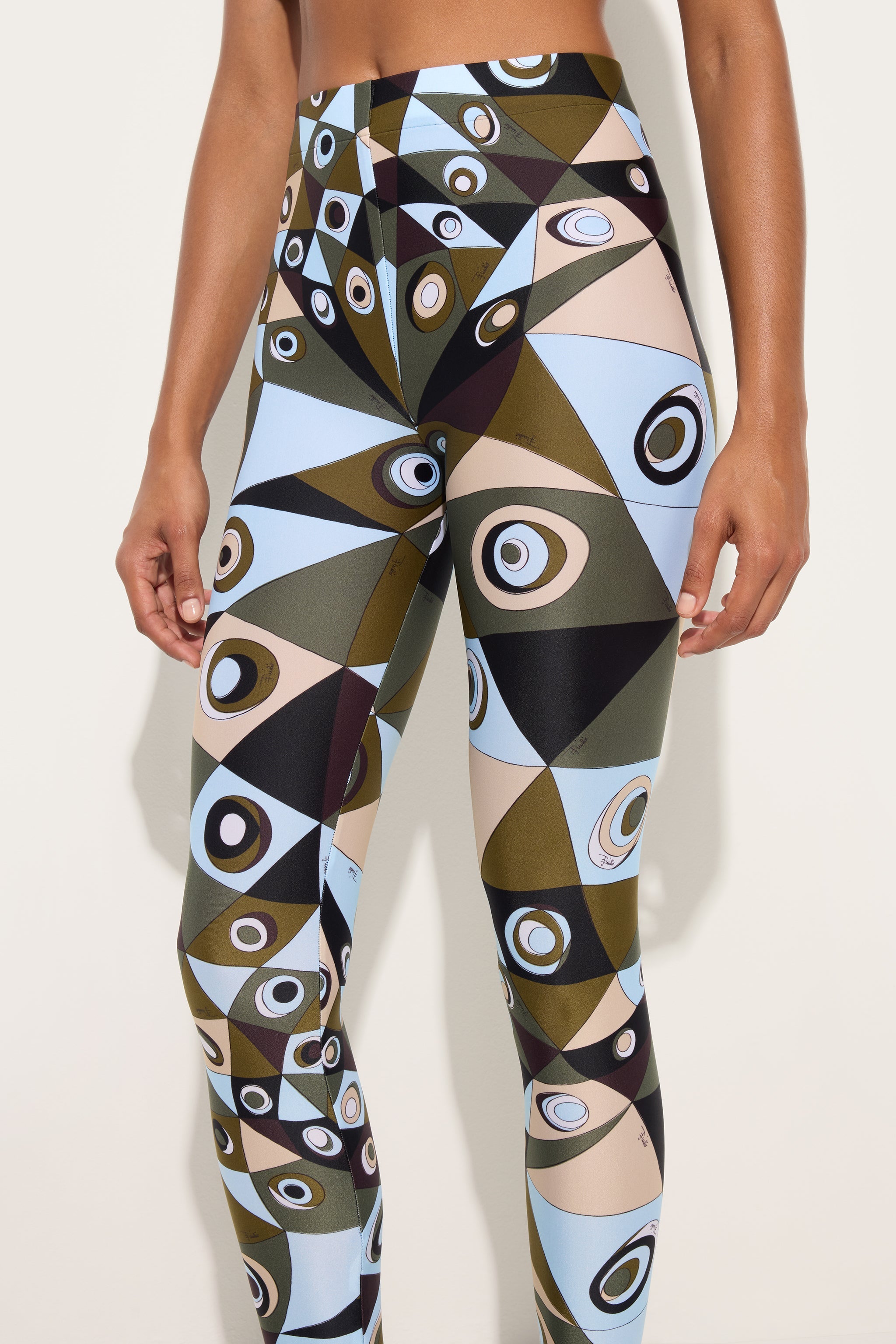 Emilio Pucci Occhi leggings kaki bleu taille S lycra
