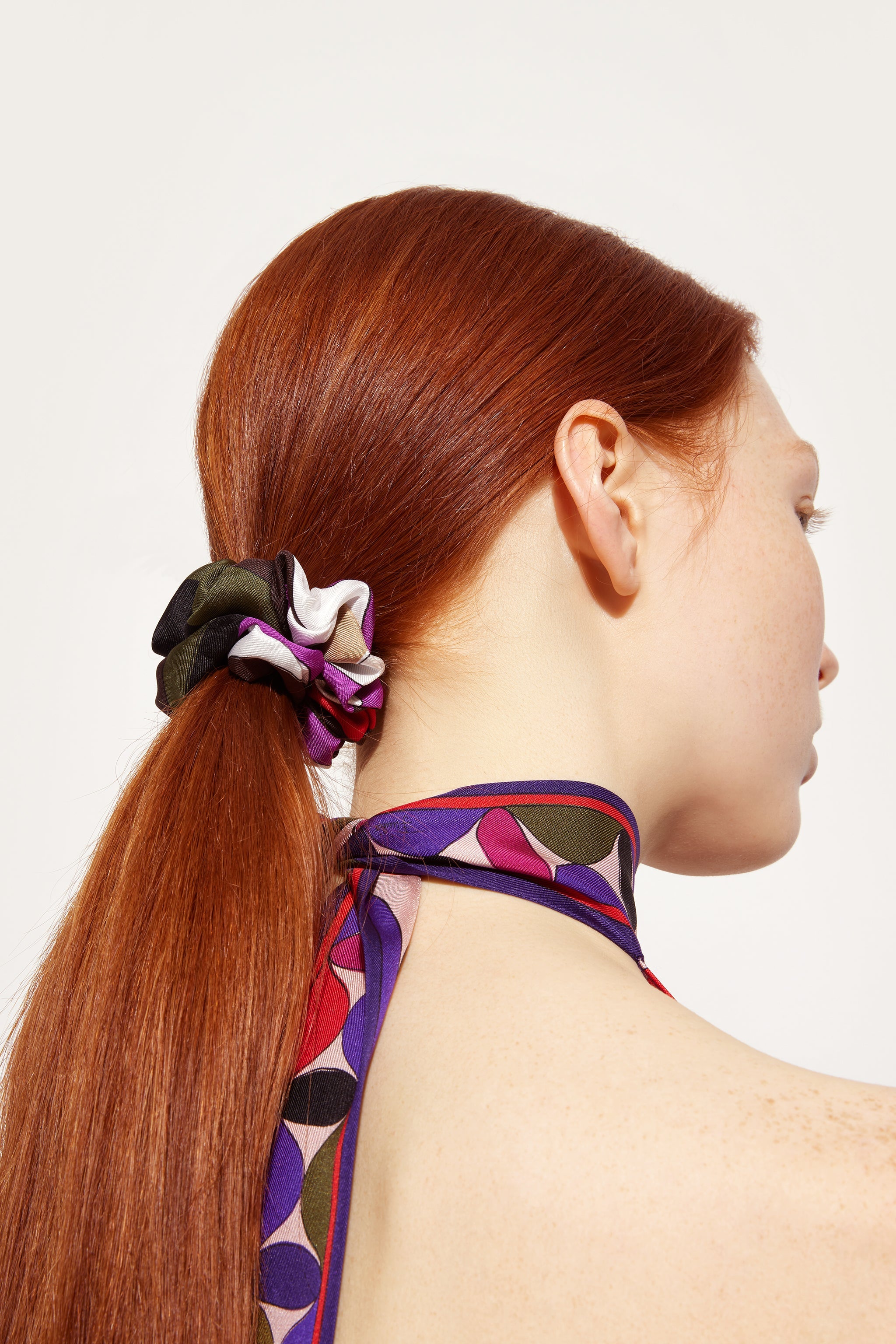 Emilio Pucci Iride chouchou soie noir fuchsia
