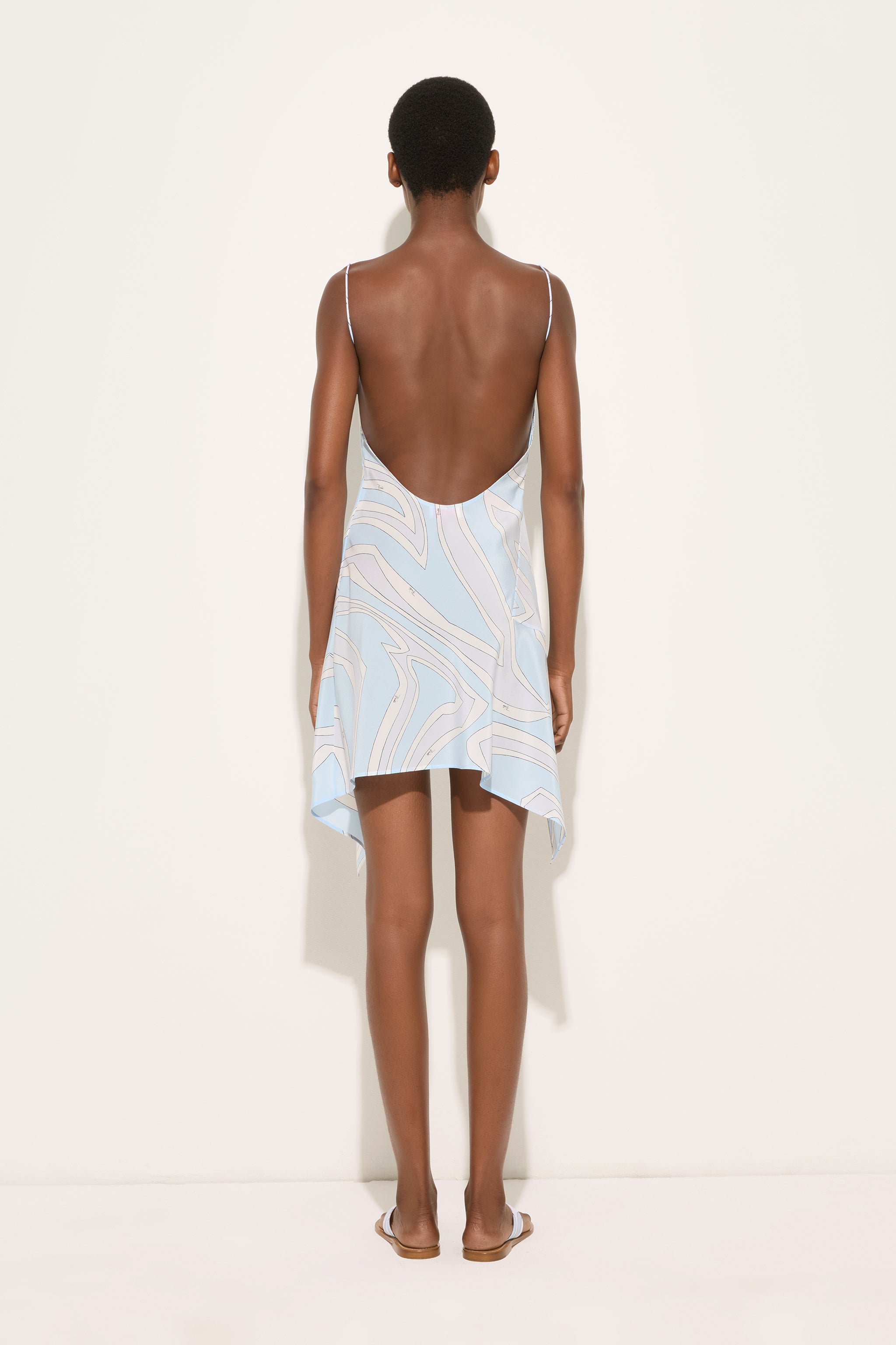 Emilio Pucci Labirinto robe courte soie bleu clair
