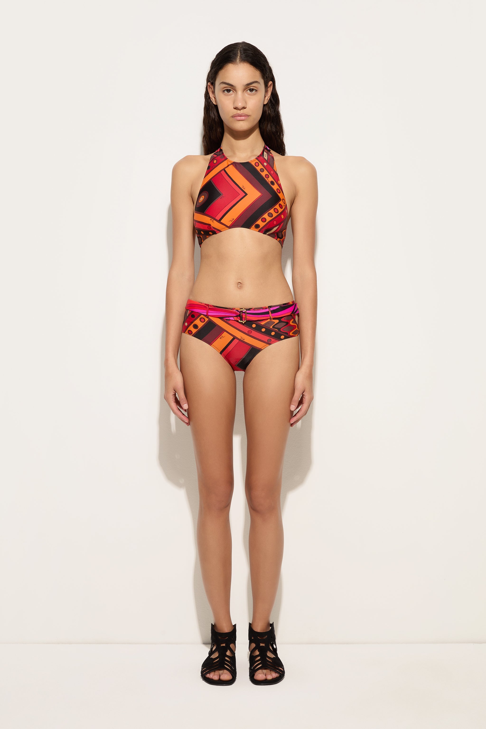 Emilio Pucci Vivara haut bikini bandeau orange lycra