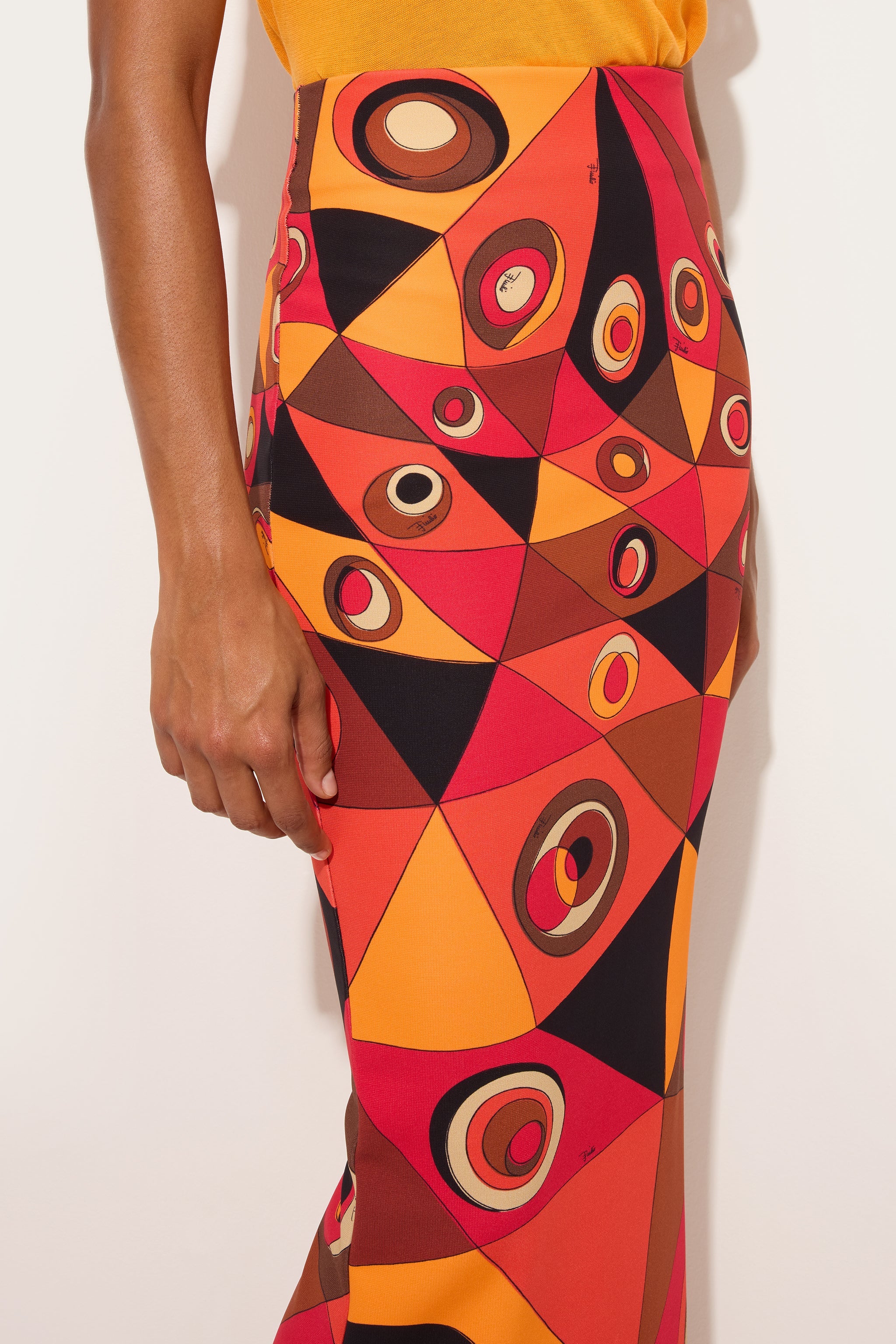 Emilio Pucci SKIRTS jupe orange/noir S Occhi jersey