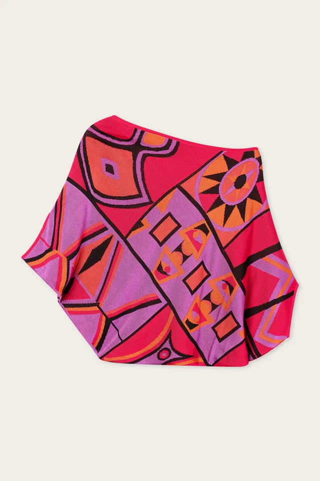 Emilio Pucci Top Drappeggiato Jacquard top fuchsia noir