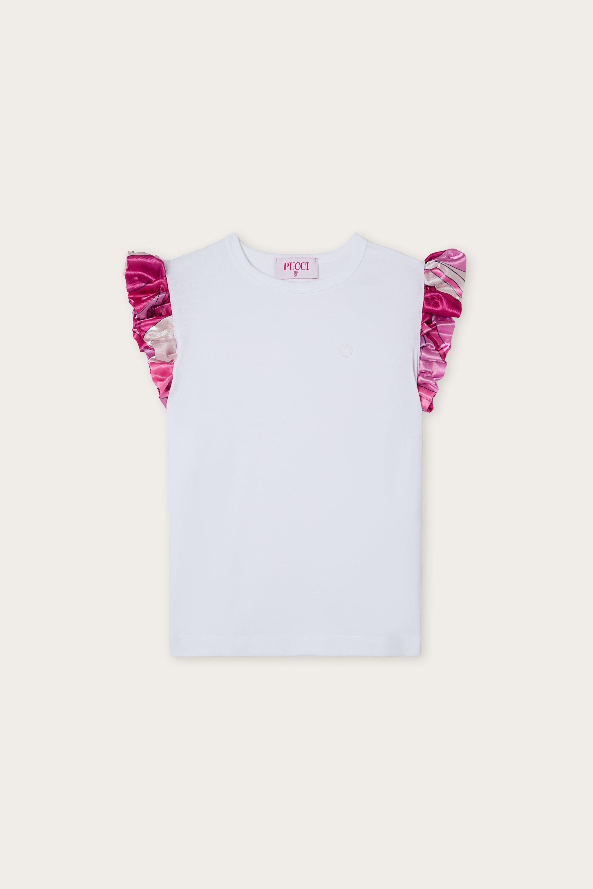 Emilio Pucci T-shirt fille coton blanc fuchsia 8Y