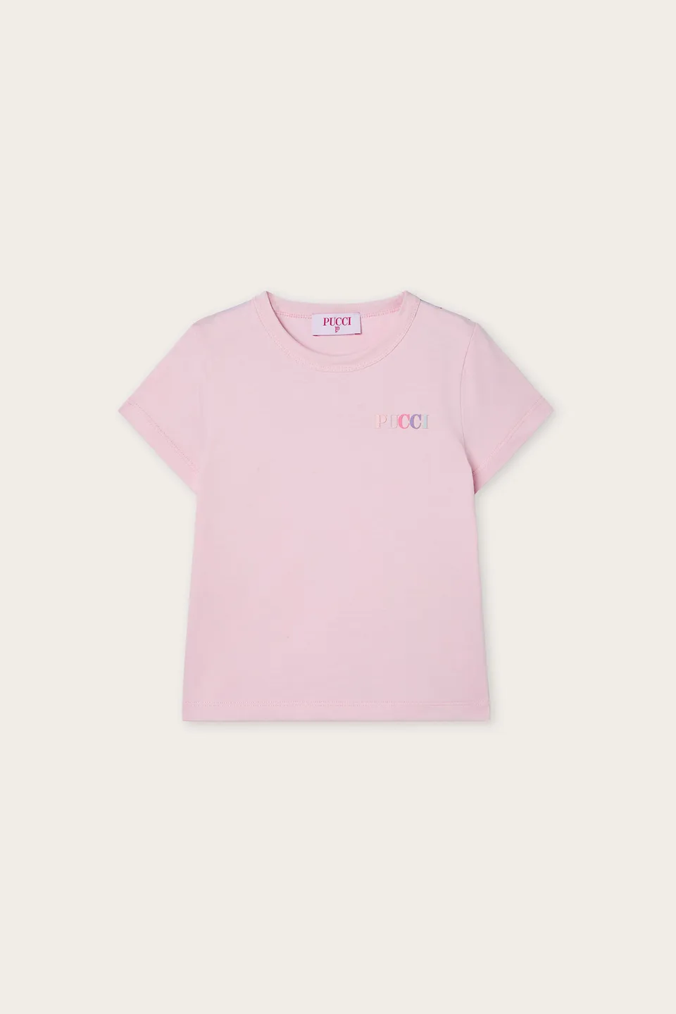Emilio Pucci t-shirt enfant rose coton bio logo brodé volant