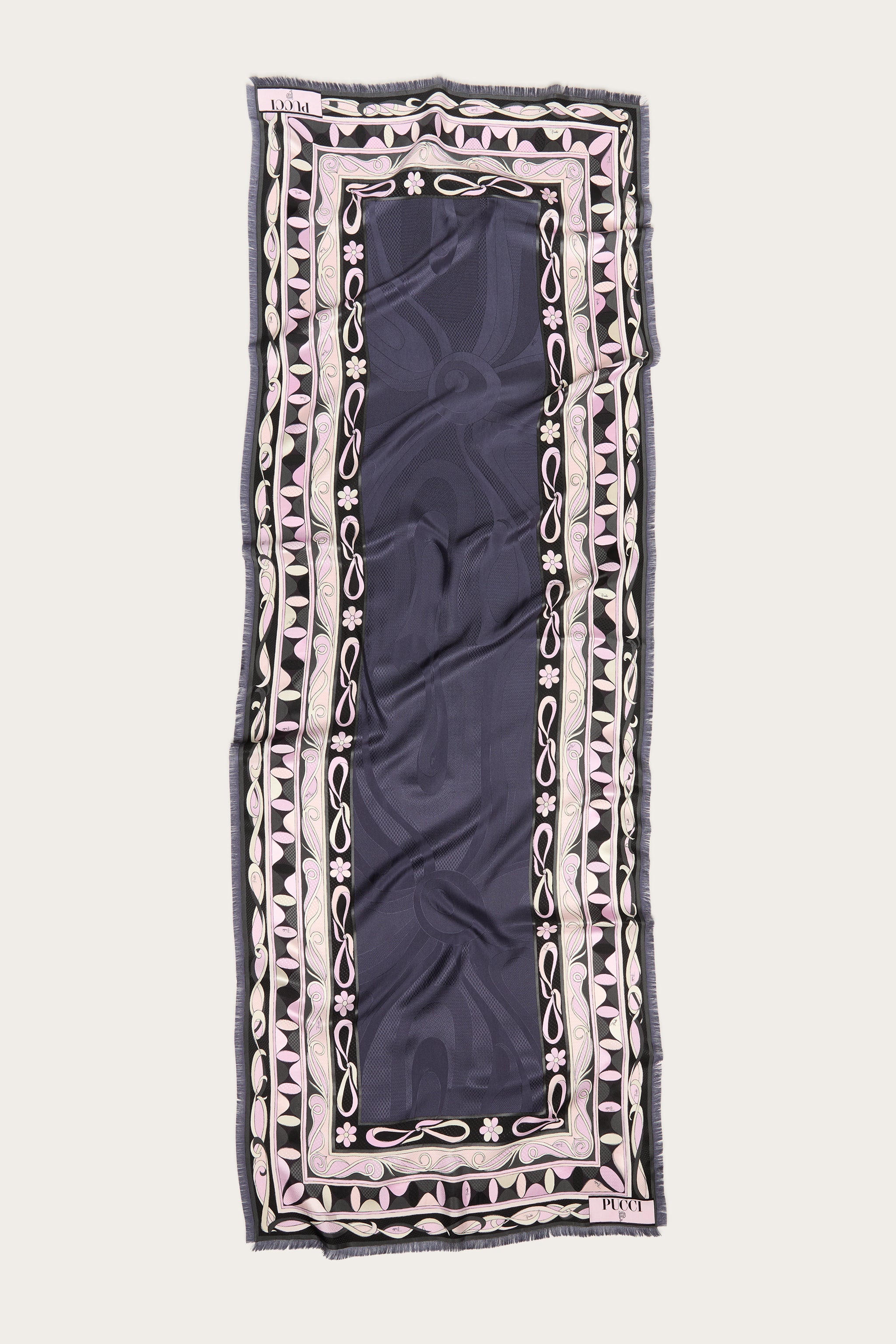 Emilio Pucci Silks Stola Mix étole noir rose 180x64