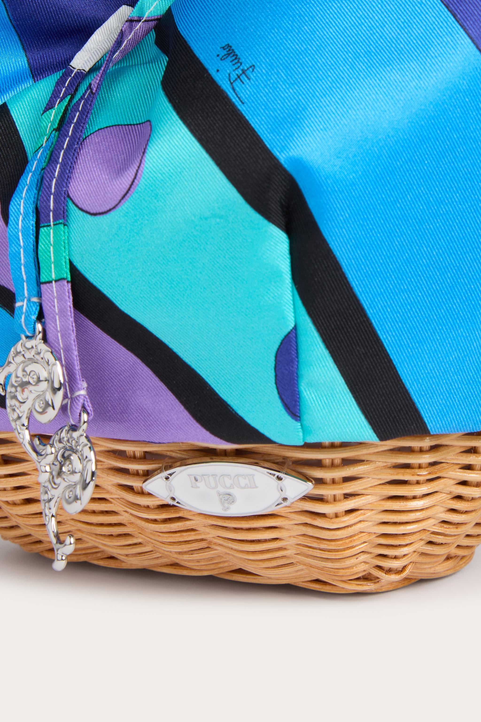 Emilio Pucci Picnic Sac Turquoise Bleu Soie Vivara