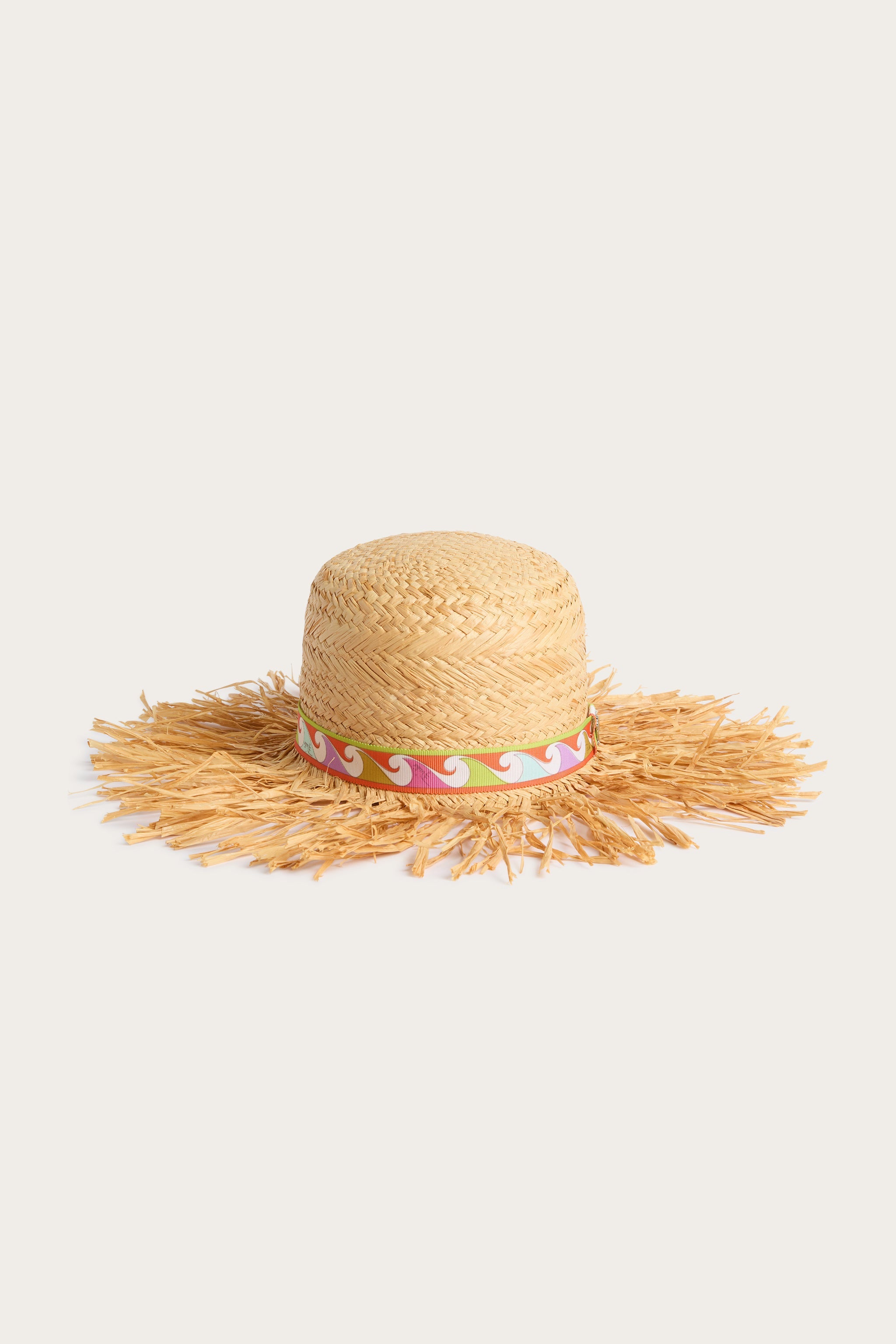 Emilio Pucci chapeau raphia bord imprimé beige