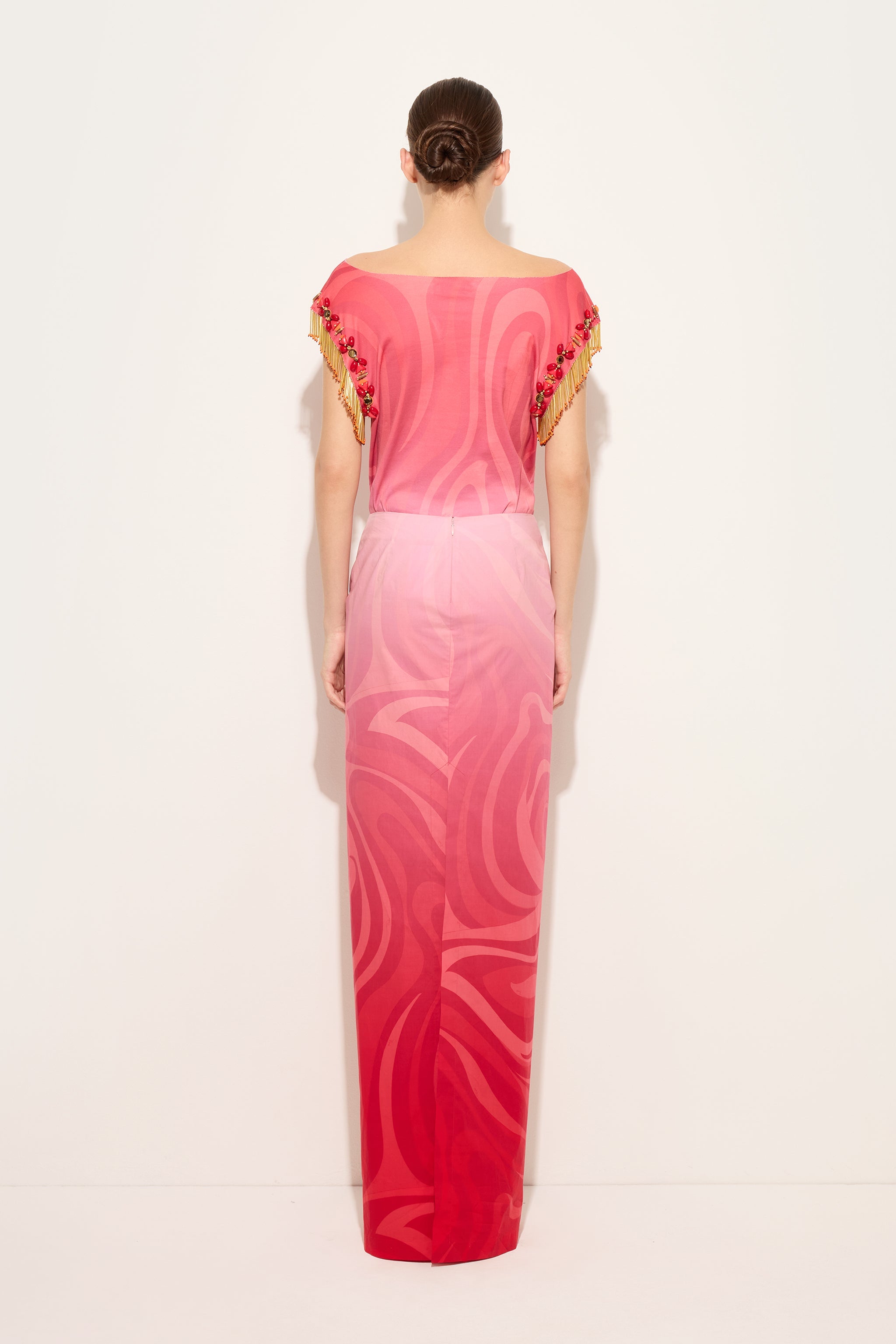 Emilio Pucci Marmo Jupe longue coton dégradé