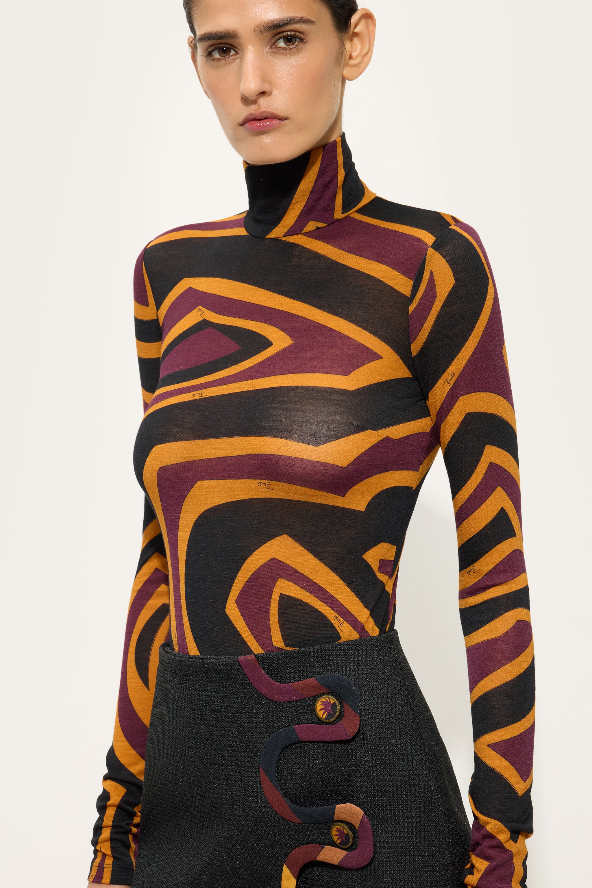 Emilio Pucci Top Labirinto Bordeaux laine femme