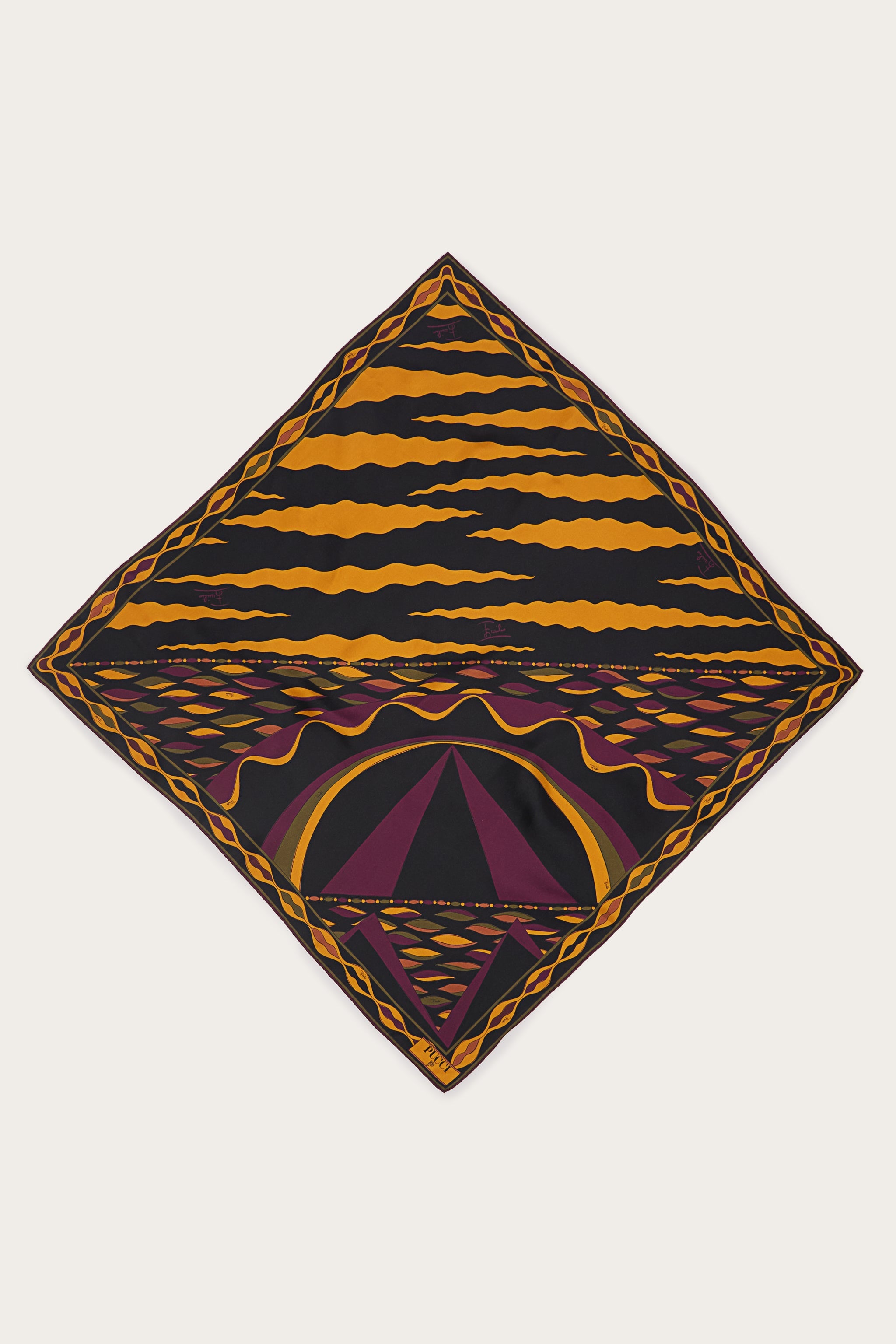 Emilio Pucci SILKS carré soie bordeaux gold 90x90 cm