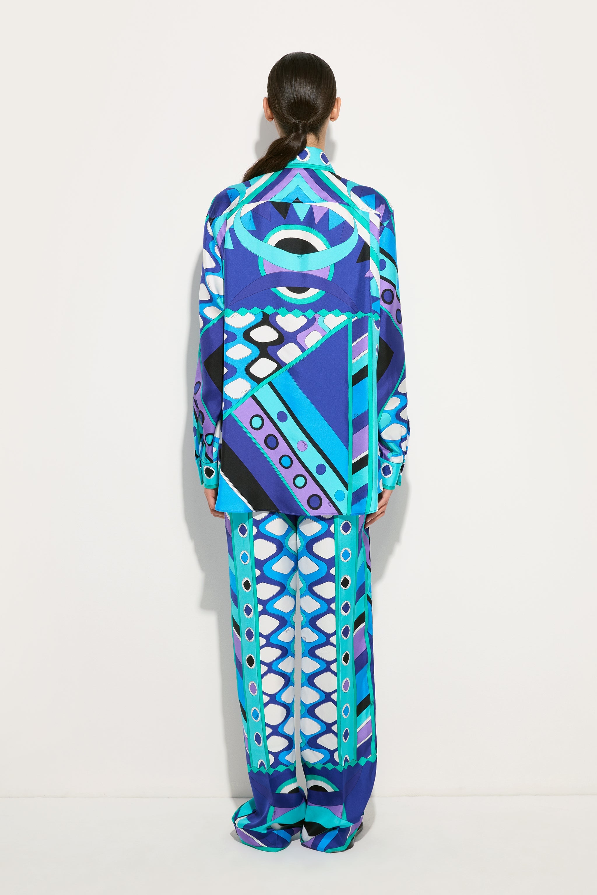 Emilio Pucci Vivara chemise soie turquoise S