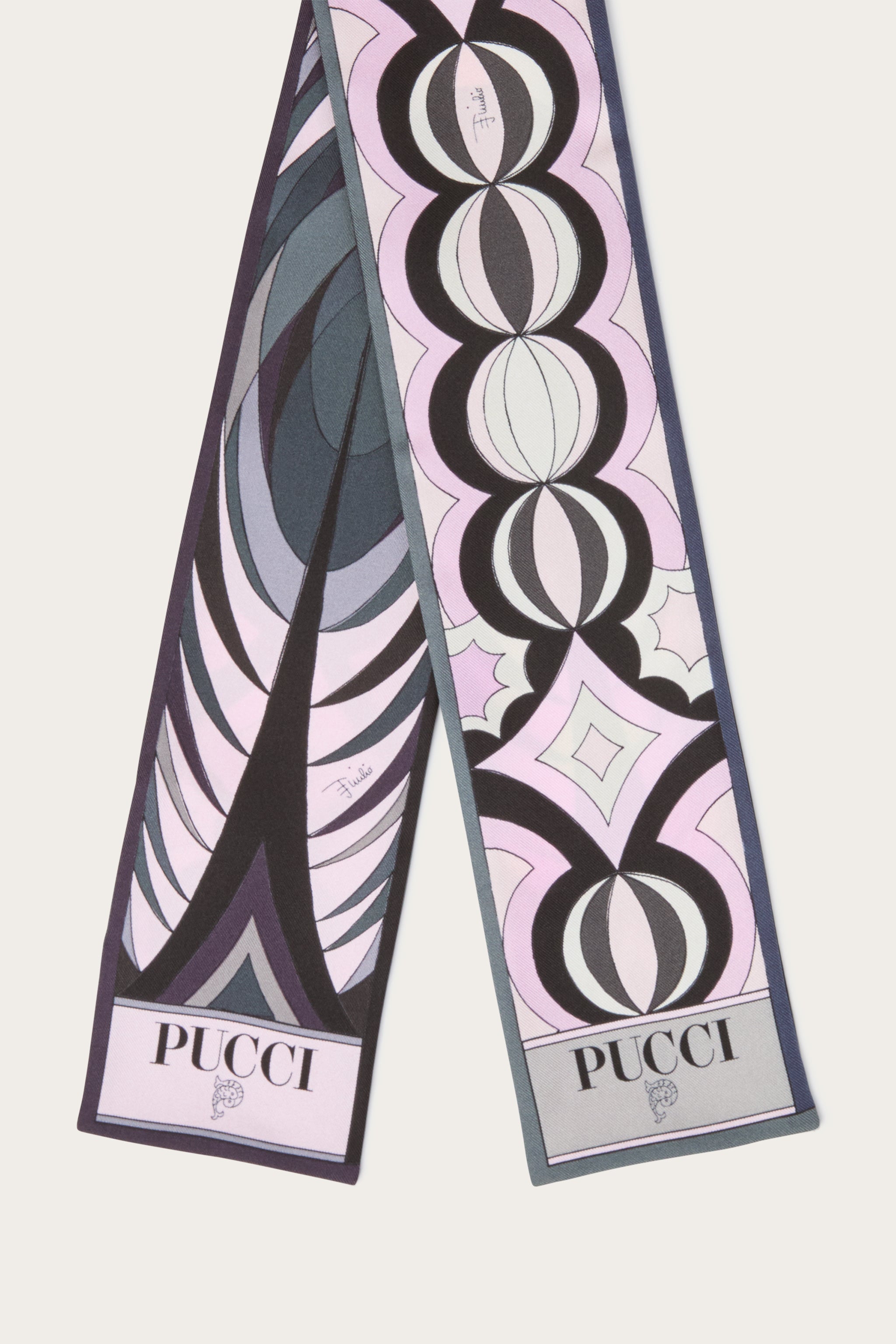 Emilio Pucci Silks Bandeau Volute Collane soie noir rose