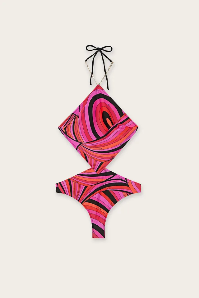 Emilio Pucci Trikini lycra fuchsia noir Iride