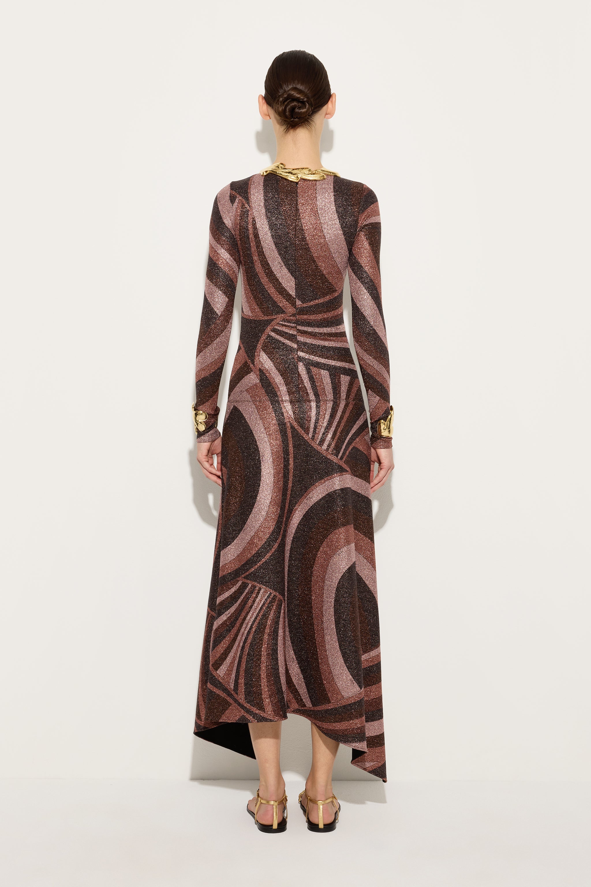 Emilio Pucci Robe Longue Jersey Lurex Bordeaux Iride