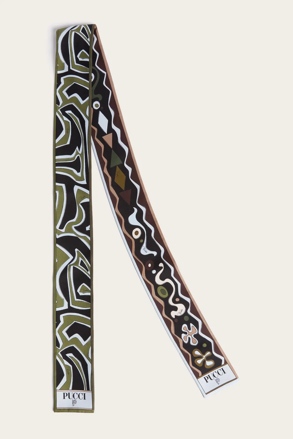 Emilio Pucci Silks foulard soie kaki bleu 8x160