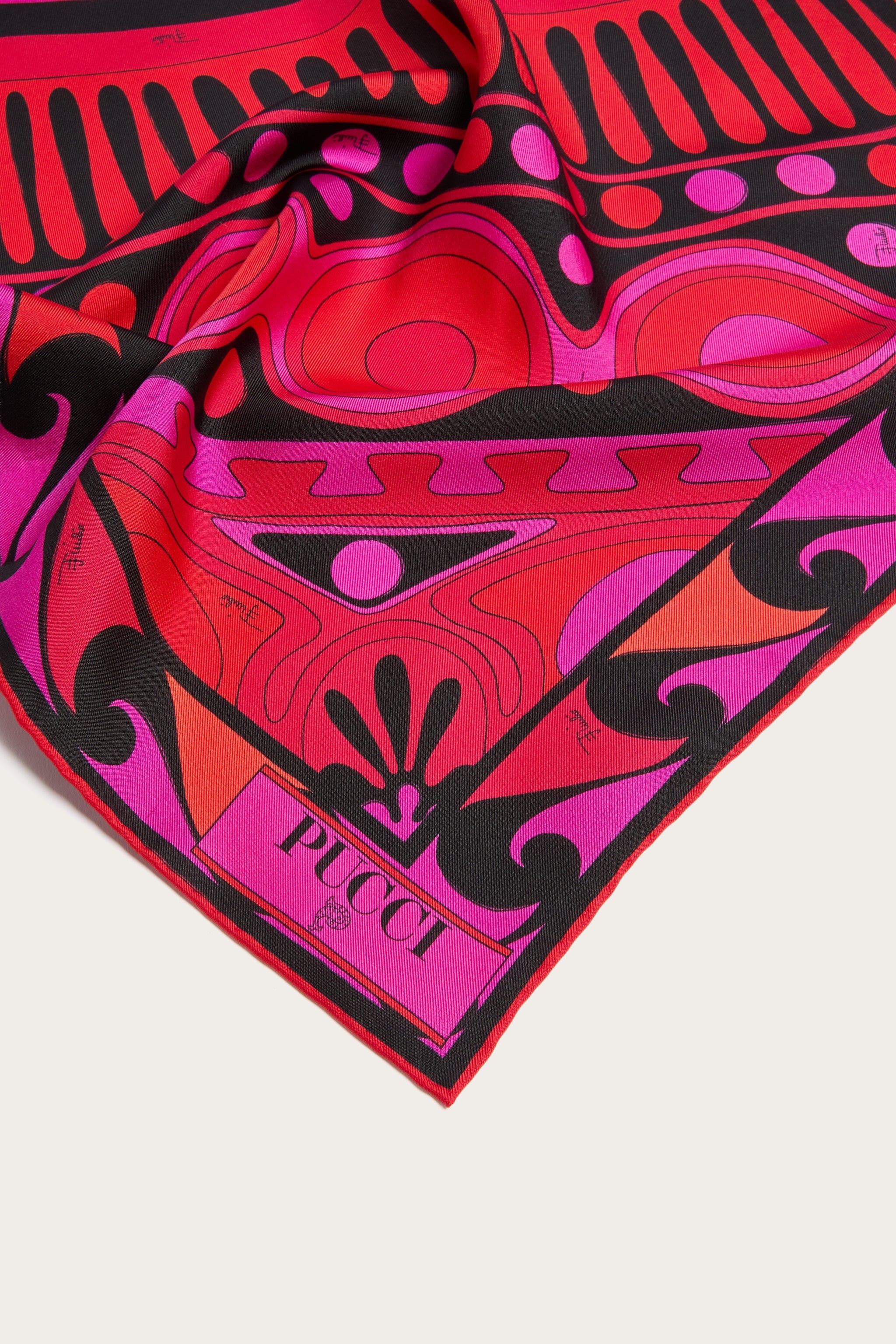 Emilio Pucci Silks Carré Soleil foulard fuchsia noir 90x90