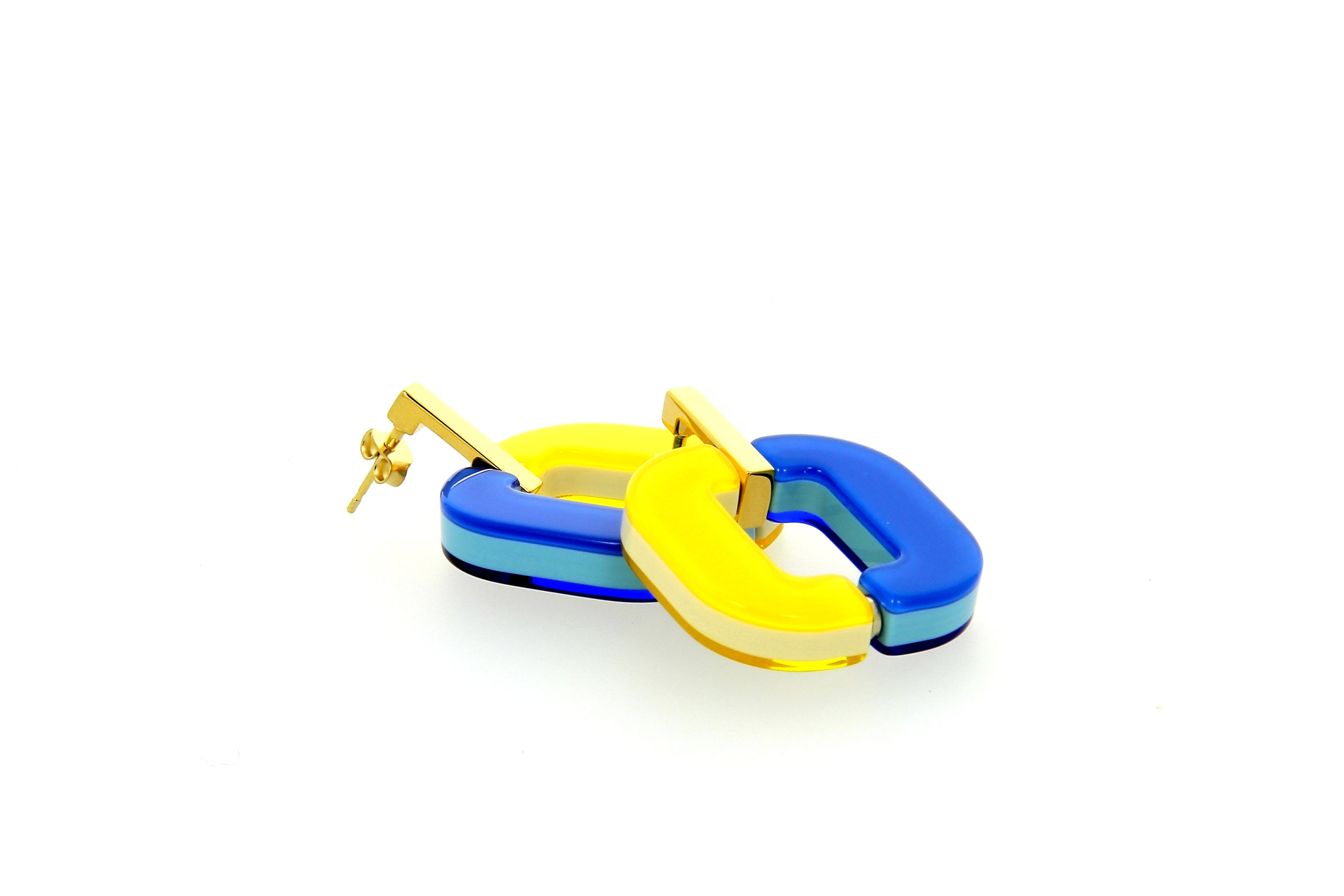 Xavier Derome BO01 209-233 OR boucles bleu jaune