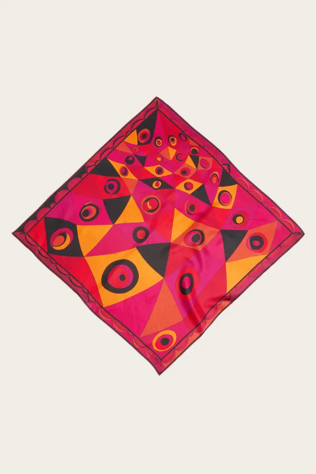 Emilio Pucci Angoli carre soie fuchsia OS