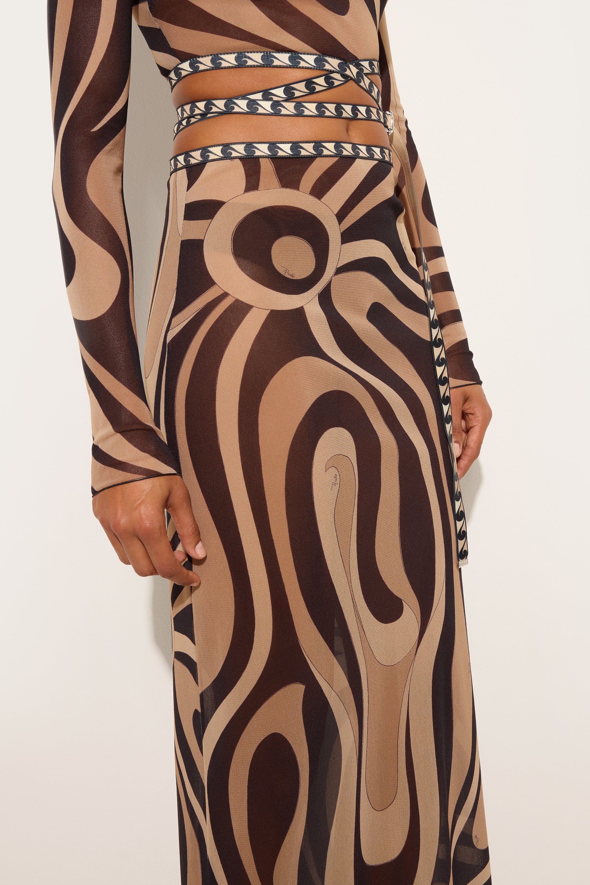 Emilio Pucci Gonna Marmo jupe longue beige noir