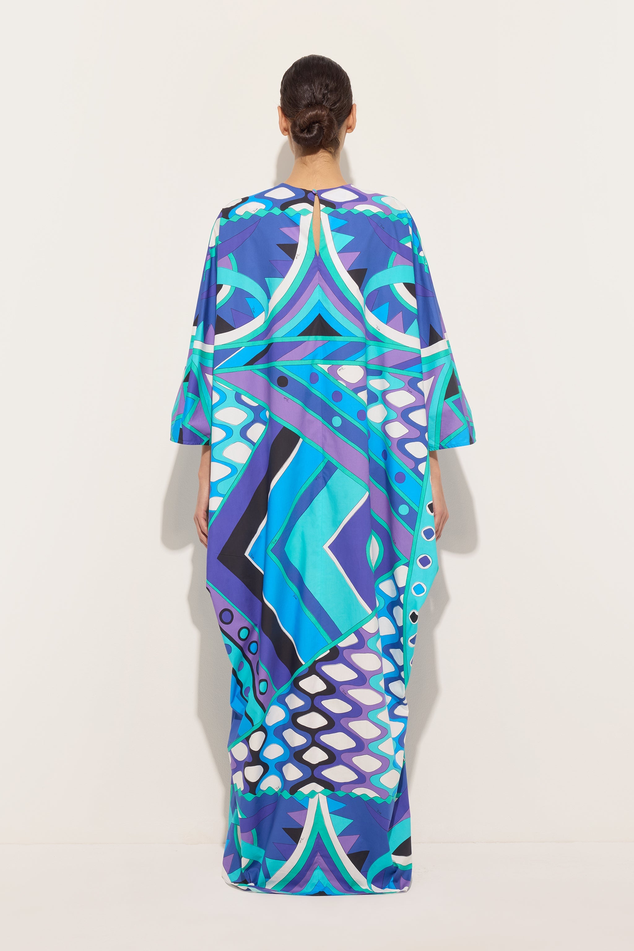 Emilio Pucci Vivara caftan turquoise bleu coton