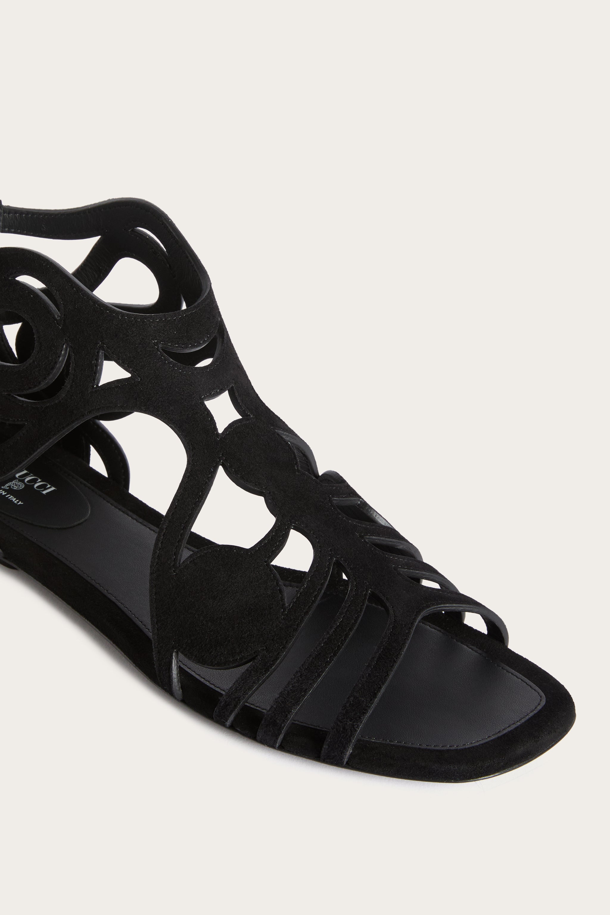 Emilio Pucci Gladiatore Sandales Plates Noir Daim