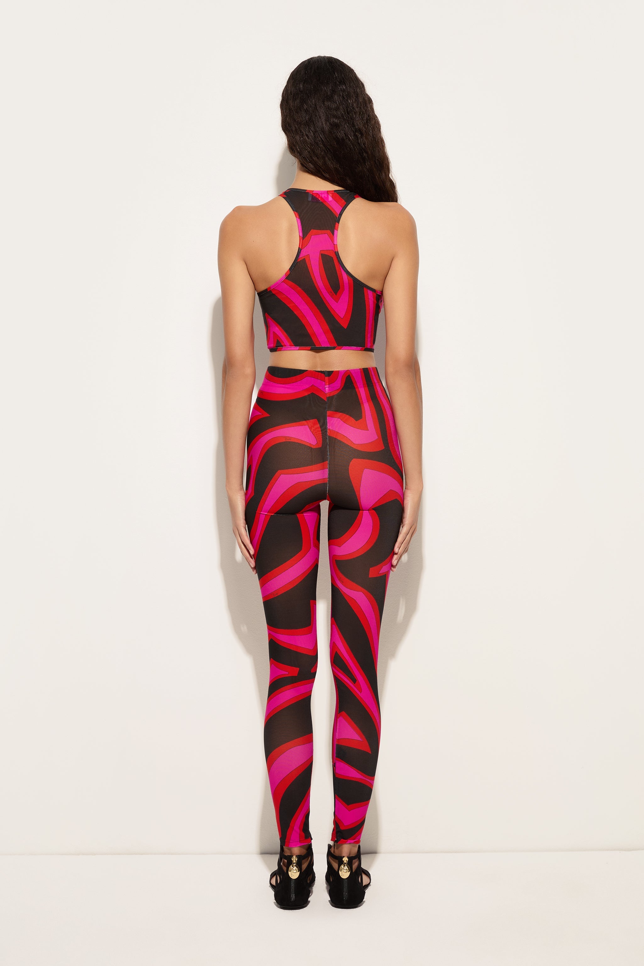 Emilio Pucci Top Volant Labirinto top femme fuchsia/noir