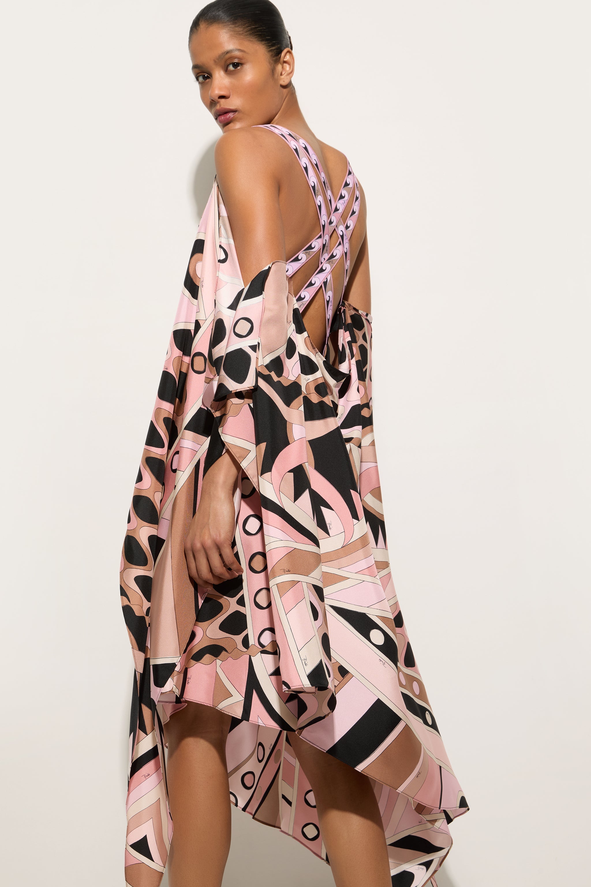 Emilio Pucci Vivara robe longue nude soie taille 38