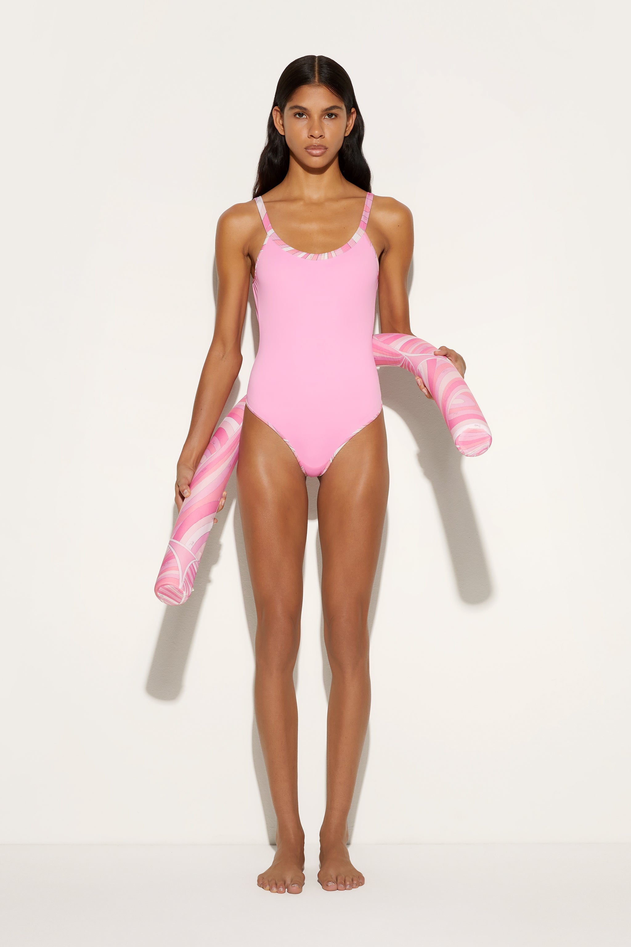 Emilio Pucci Pool Beach Galleggiante bouée rose lycra Iride OS