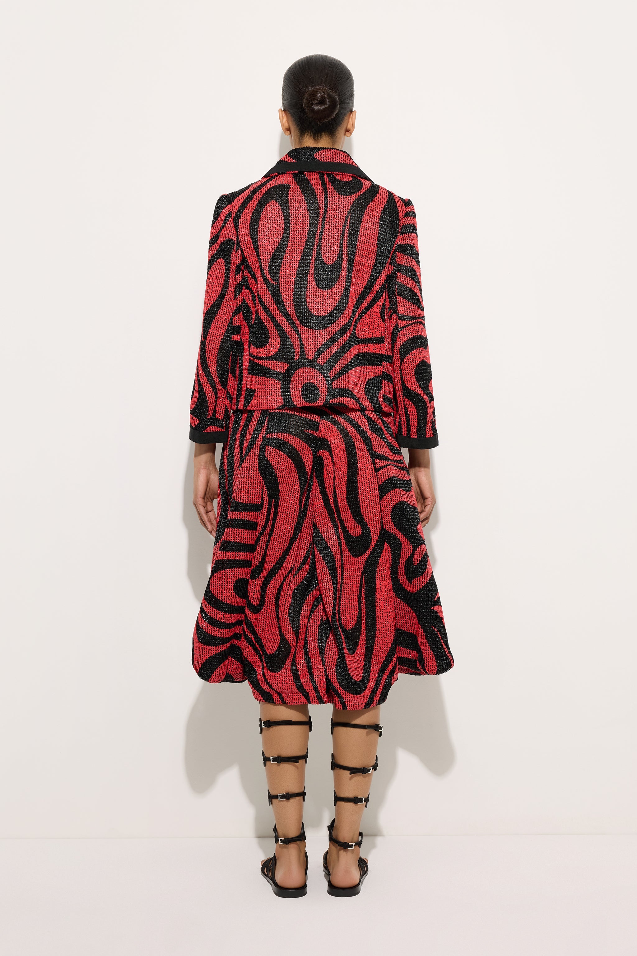 Emilio Pucci Caban Raffia Stampata veste noir corail viscose