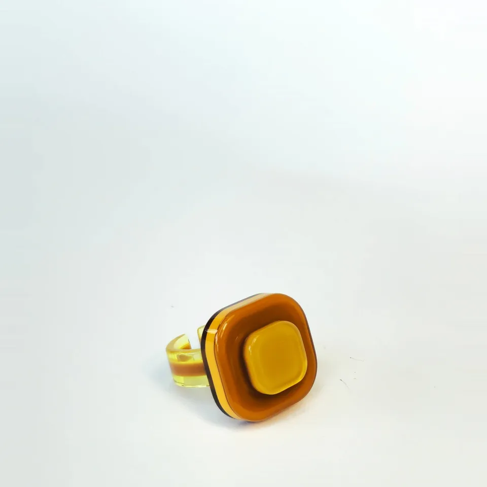 Xavier Derome BG-01 bague ambre jaune moutarde T57