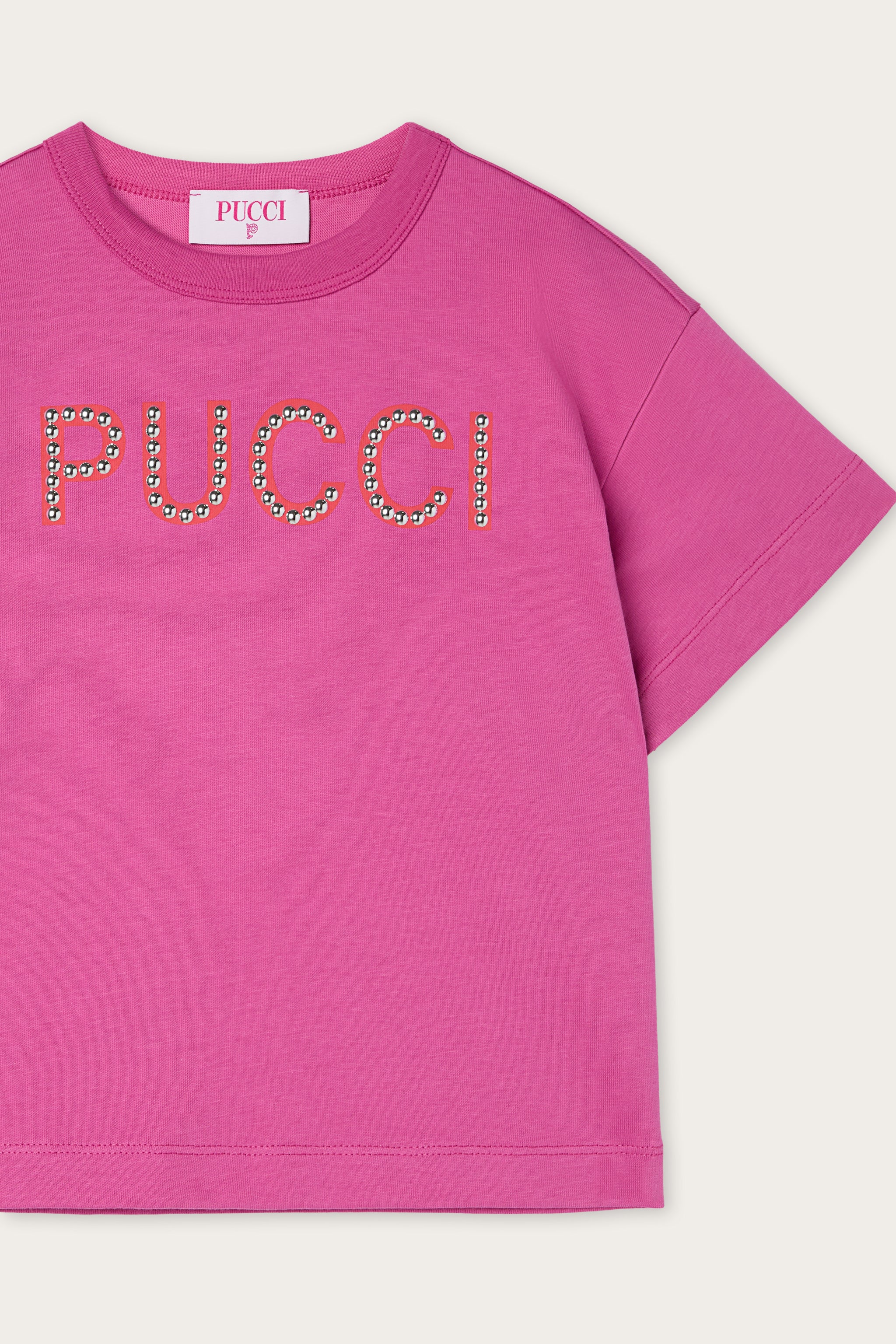 Emilio Pucci Junior T-shirt Logo coton bio violet fuchsia
